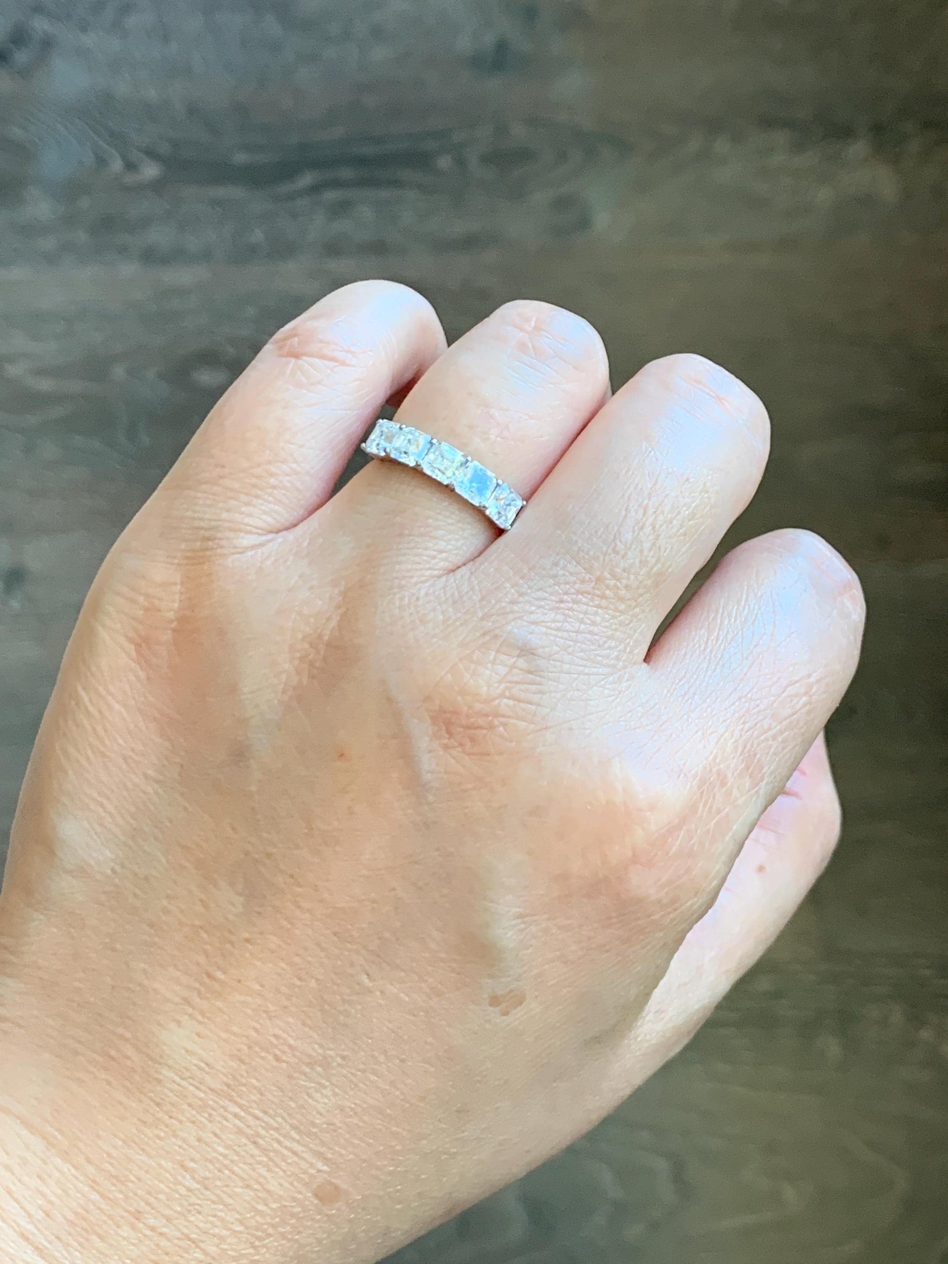 Genuine Moissanite Asscher Cut 5-Stone Band Style Ring Sterling Silver Size 6 US 2g Moissanite Band Ring 351