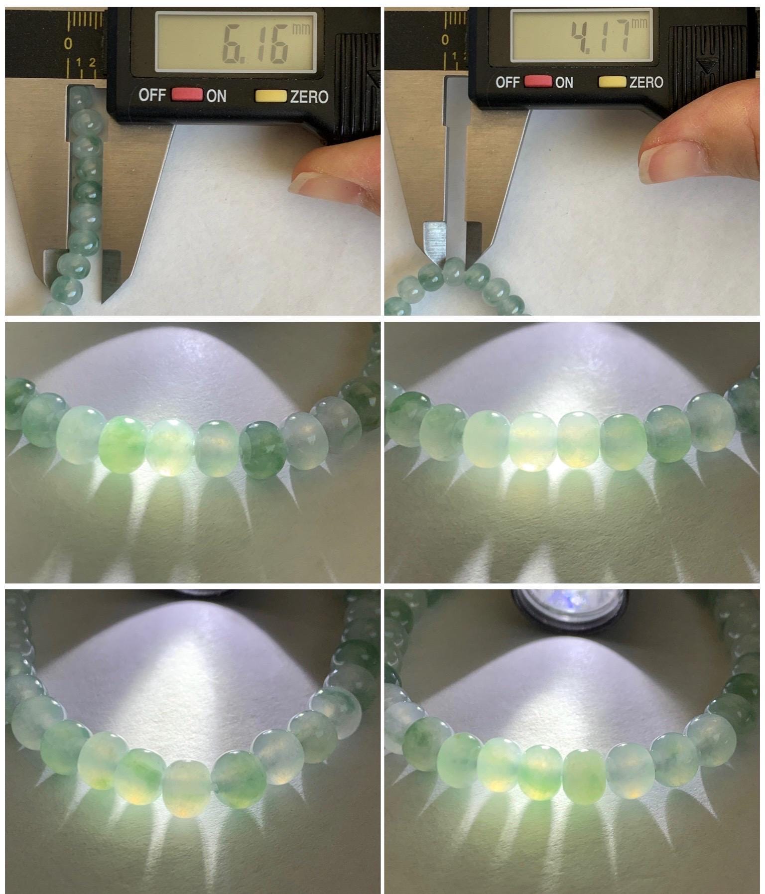 Natural Grade A Icy Highly Translucent Gelatinous Multicolored Jade Jadeite Drum Beads Beaded Bracelet 6" 11g 天然冰多宝翡翠鼓珠手串 DBG450A