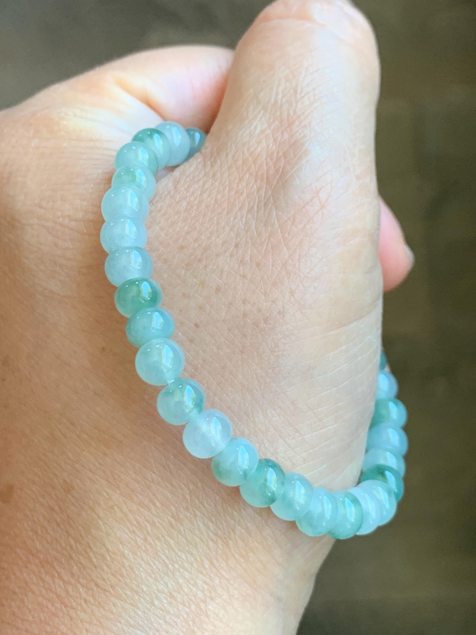Natural Grade A Icy Highly Translucent Gelatinous Multicolored Jade Jadeite Drum Beads Beaded Bracelet 6" 11g 天然冰多宝翡翠鼓珠手串 DBG450A