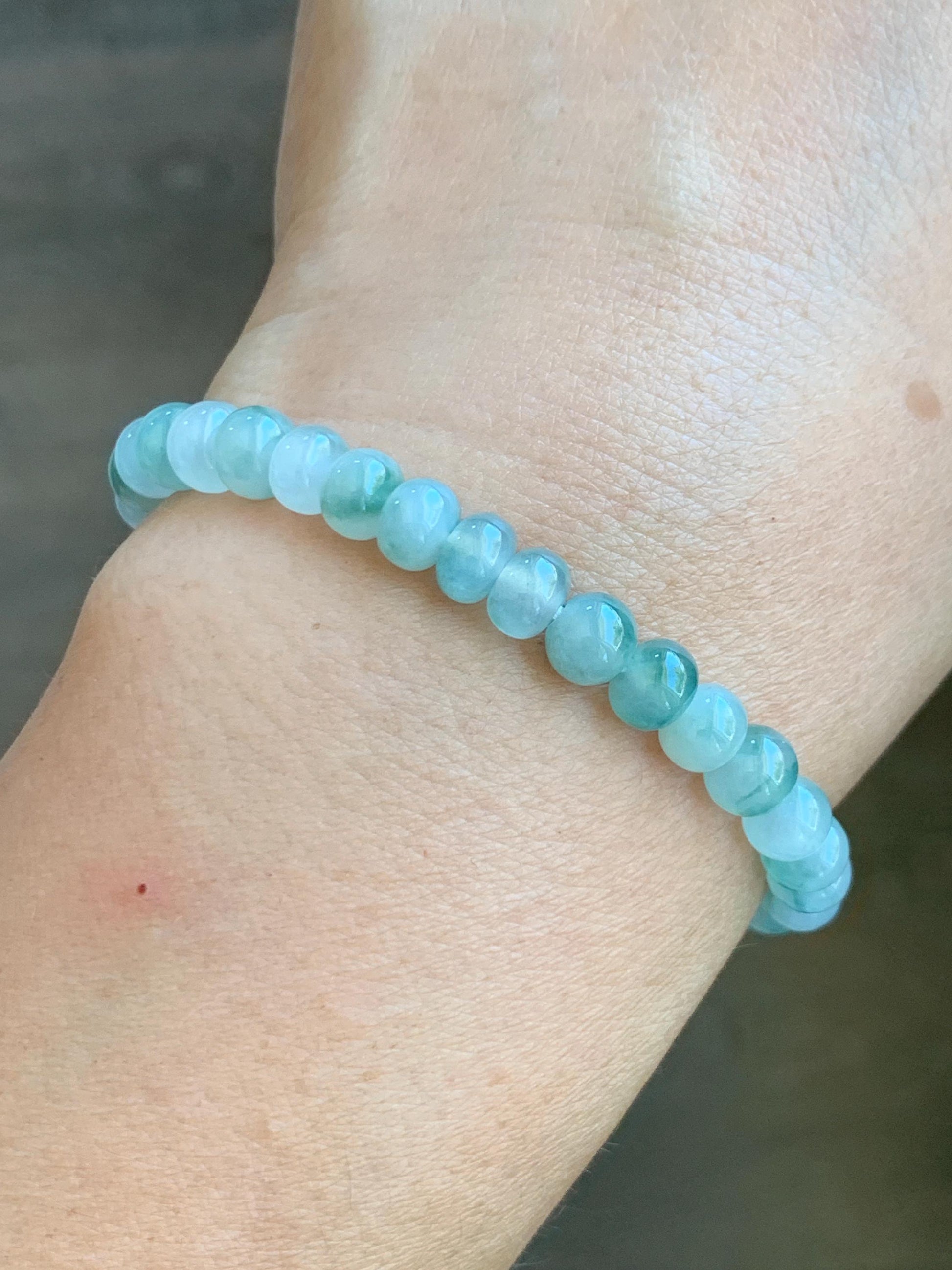 Natural Grade A Icy Highly Translucent Gelatinous Multicolored Jade Jadeite Drum Beads Beaded Bracelet 6" 11g 天然冰多宝翡翠鼓珠手串 DBG450B