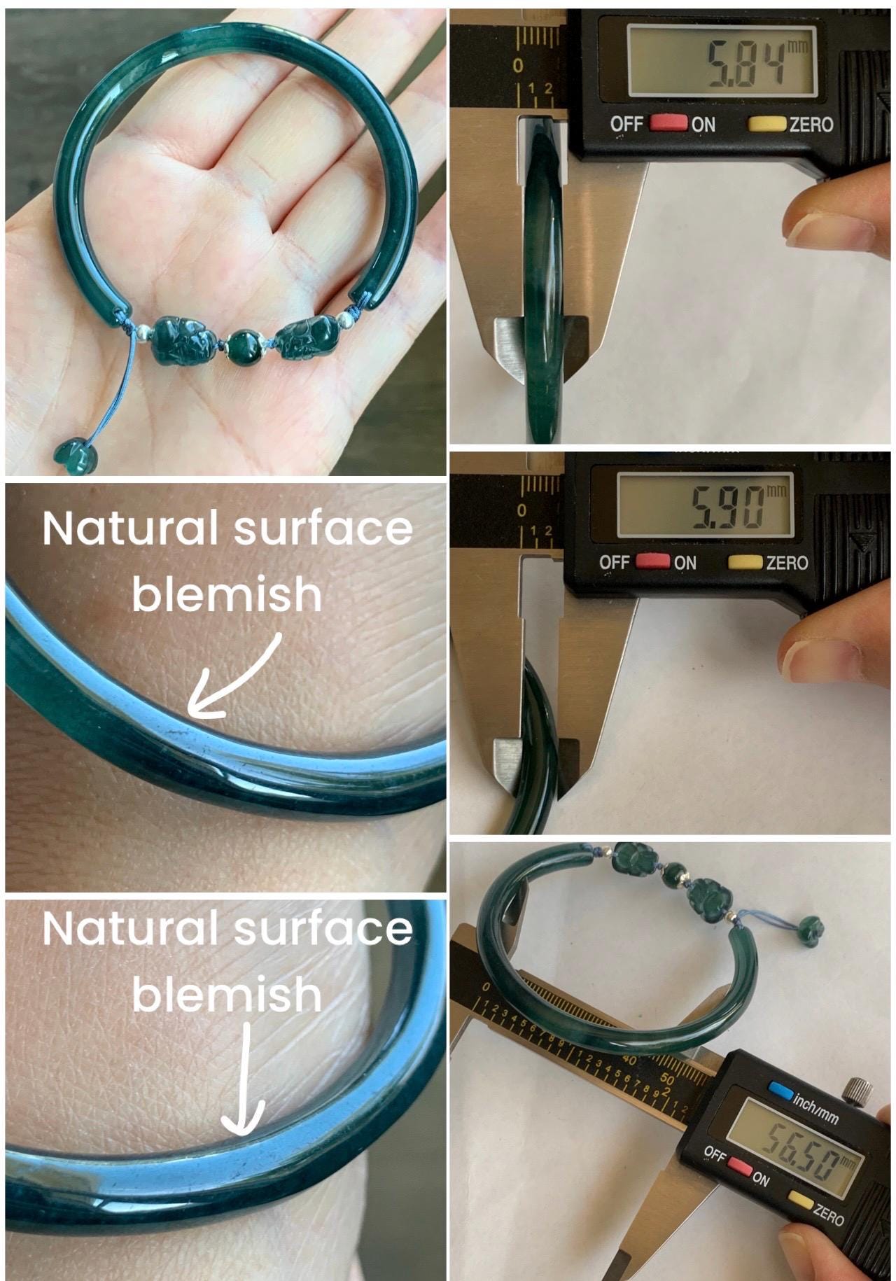 Natural Guatemalan Icy Translucent Dark Aegean Blue Jade Jadeite Open Bangle Bracelet w/ Double Pixiu Charms 56.5mm 天然老种冰胶危篮翡翠开口镯双貔貅 BZP250