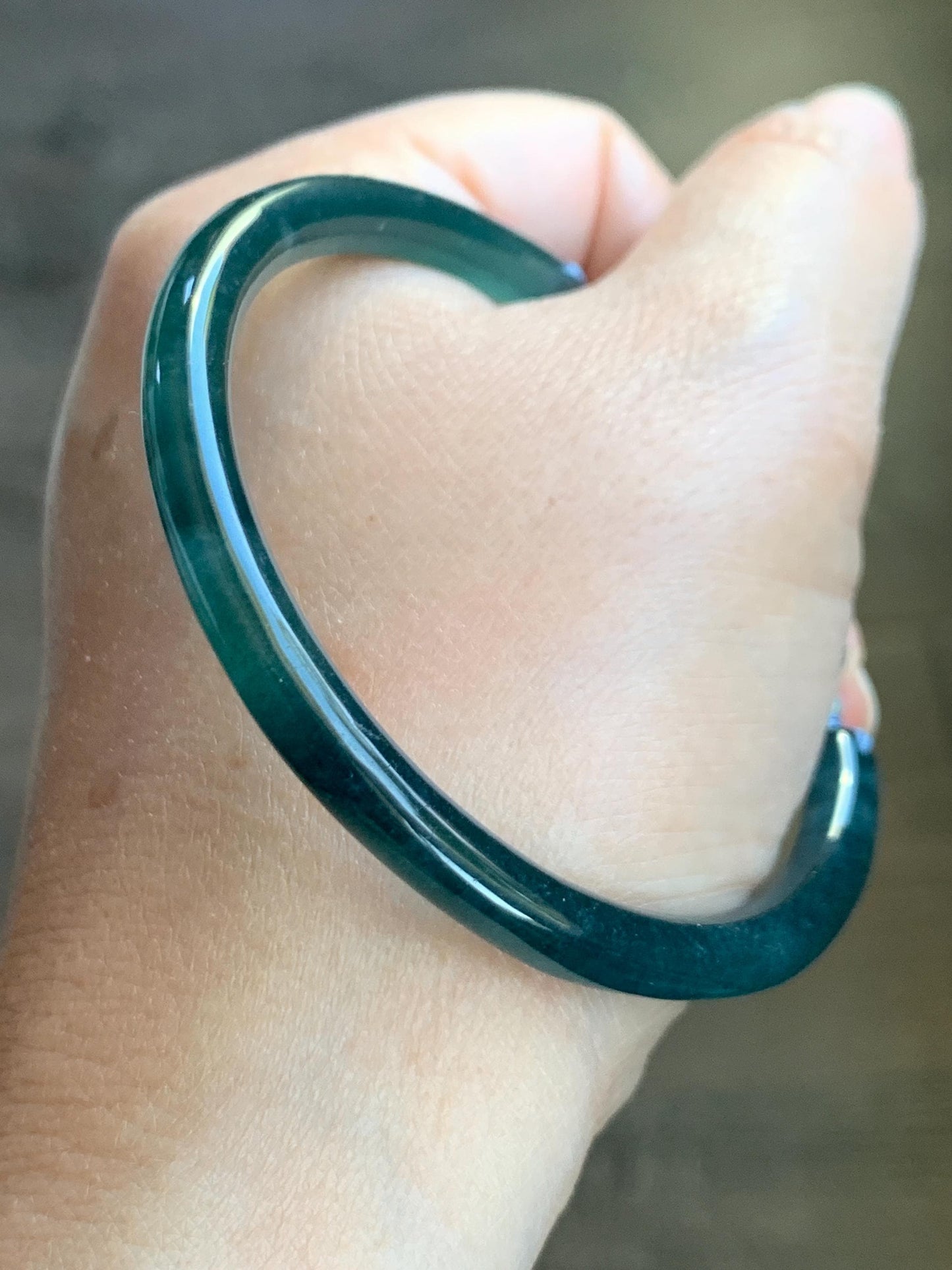 Natural Guatemalan Icy Translucent Dark Aegean Blue Jade Jadeite Open Bangle Bracelet w/ Double Pixiu Charms 56.5mm 天然老种冰胶危篮翡翠开口镯双貔貅 BZP250