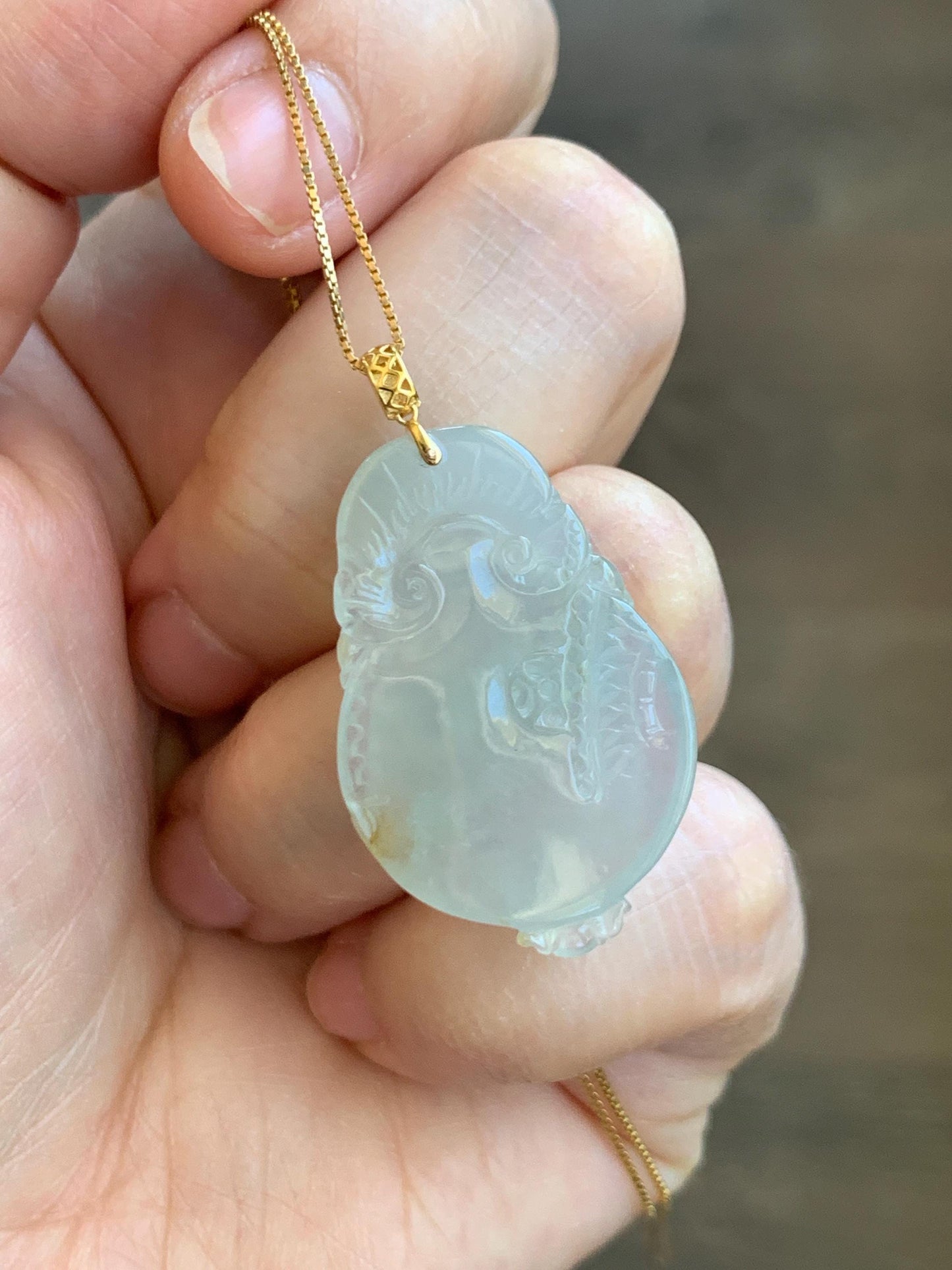 Certified Natural Grade A Icy Highly Translucent Jade Jadeite Carved Dragon Ping An Kou Donut Pendant 18K Yellow Gold 天然冰胶冰糖黄翡翠盘龙平安扣吊坠 9426