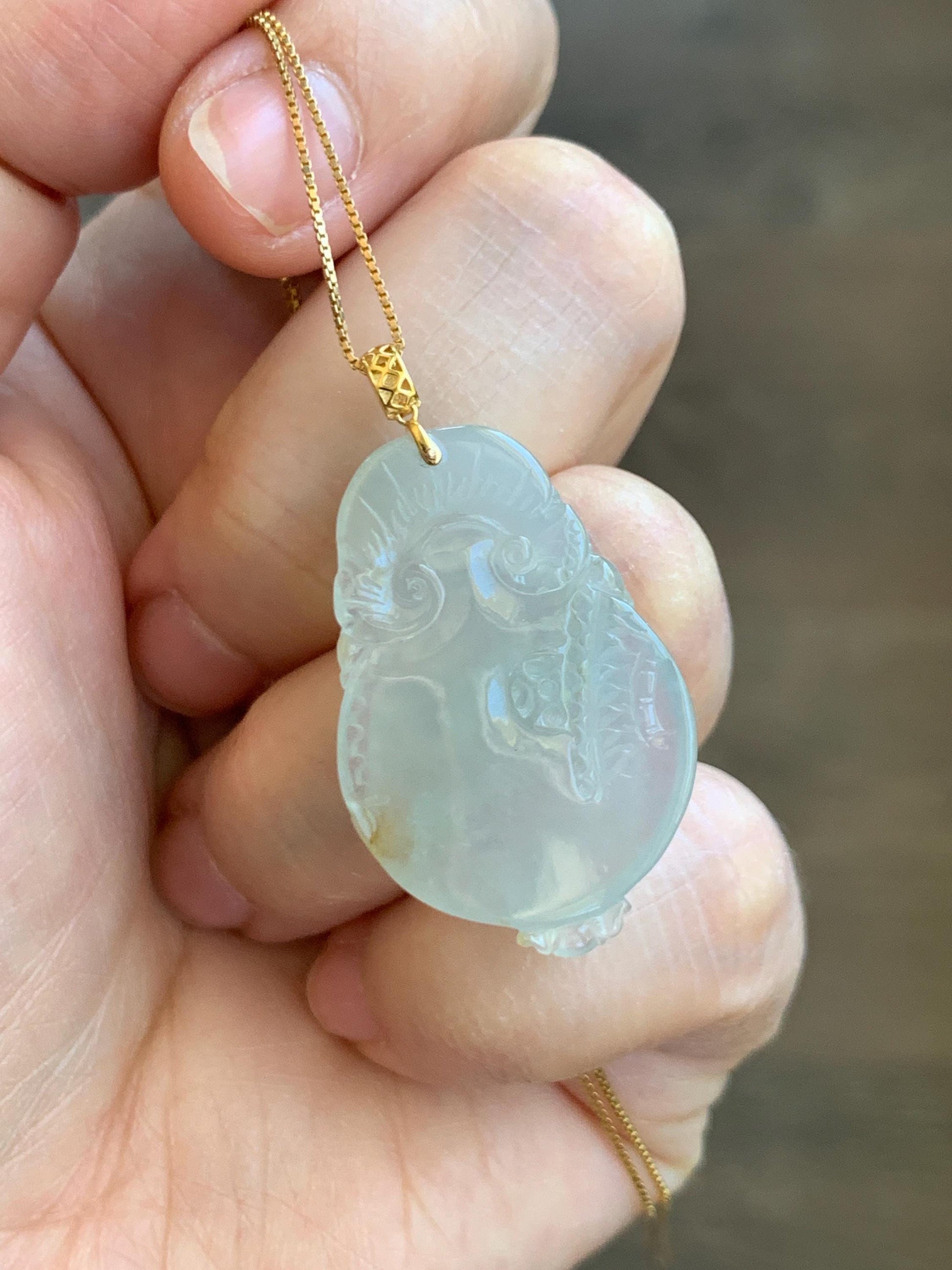 Certified Natural Grade A Icy Highly Translucent Jade Jadeite Carved Dragon Ping An Kou Donut Pendant 18K Yellow Gold 天然冰胶冰糖黄翡翠盘龙平安扣吊坠 9426