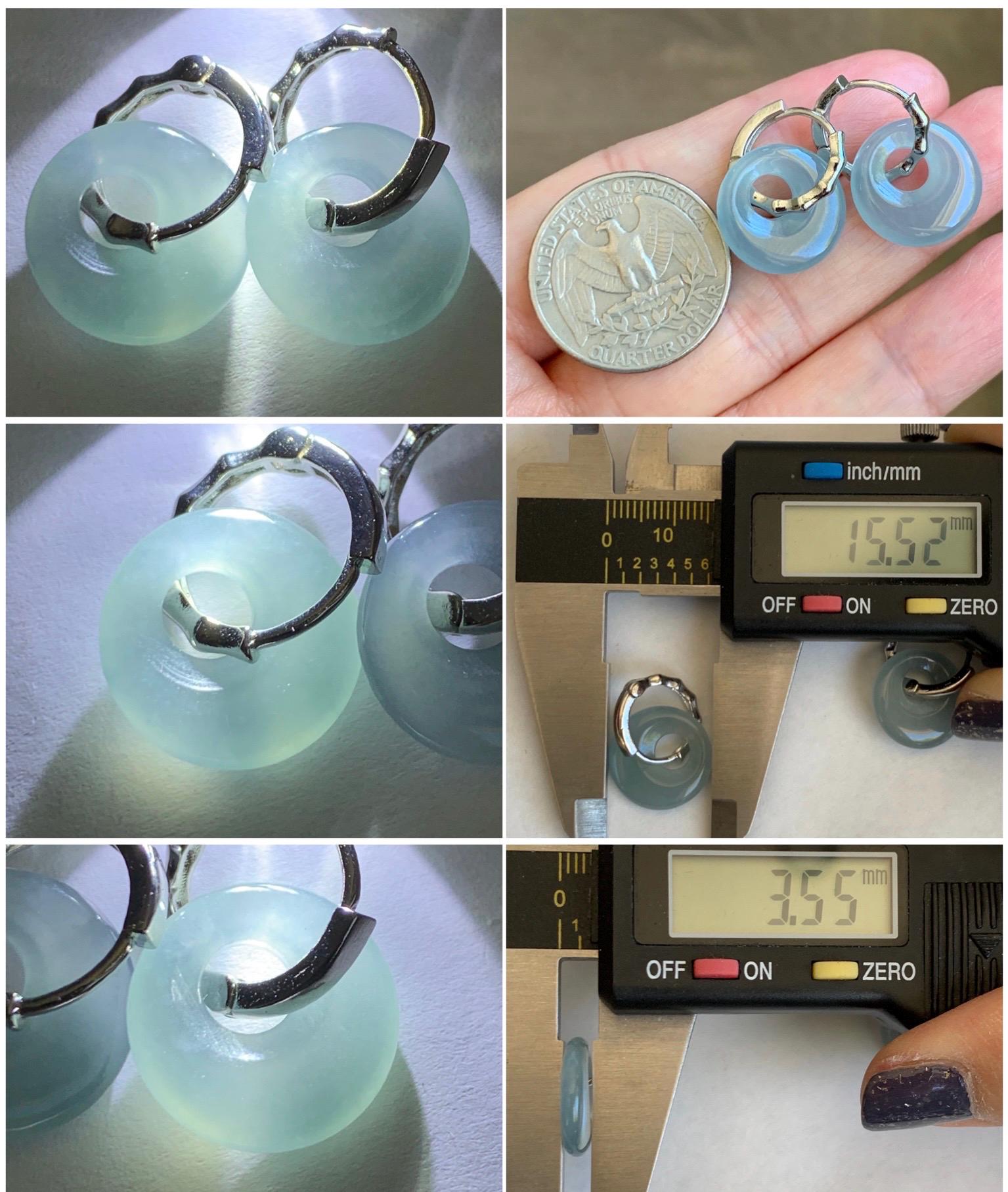 Natural Grade A Guatemalan Icy Highly Translucent Aegean Blue Jade Jadeite Bead Sphere Pendant Sterling Silver 天然冰危牛仔蓝翡翠单珠镶嵌吊坠 NZL180