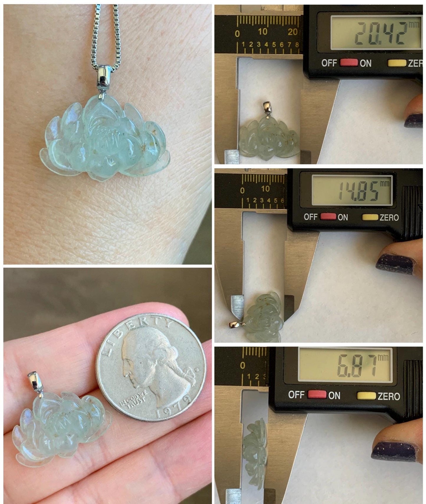 Grade A Natural Icy Highly Translucent Beige Golden Marbled Jadeite Lotus Flower Petite Pendant 18K White Gold 天然冰糖黄撒金翡翠迷你莲花镶嵌吊坠 BTM220