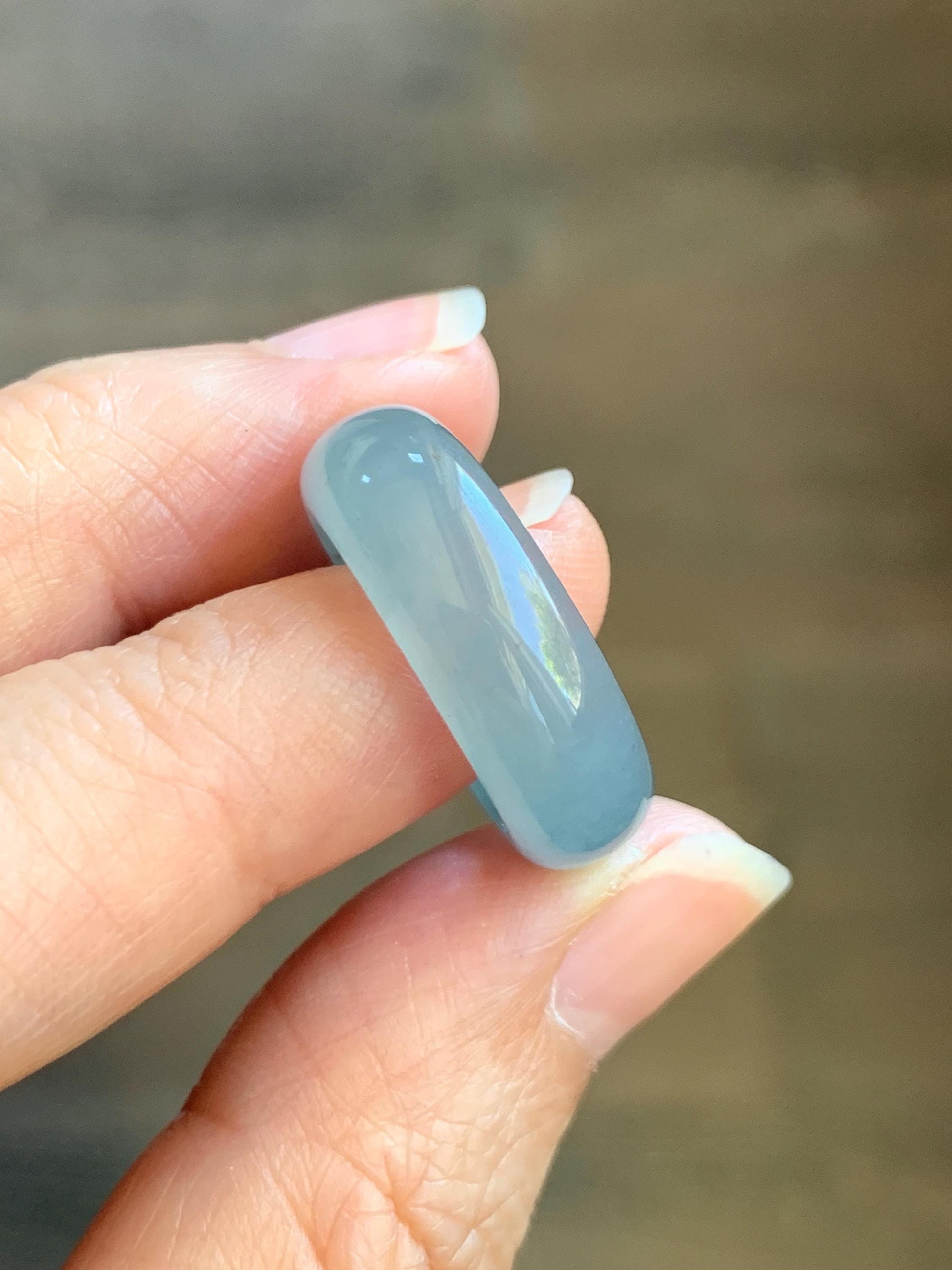 Certified Natural Grade A Guatemalan Icy Translucent Gelatinous Dusty Blur Jade Jadeite Band Ring Size 6.75 US 4.7g 天然冰胶危淡蓝撒金翡翠戒圈 8745