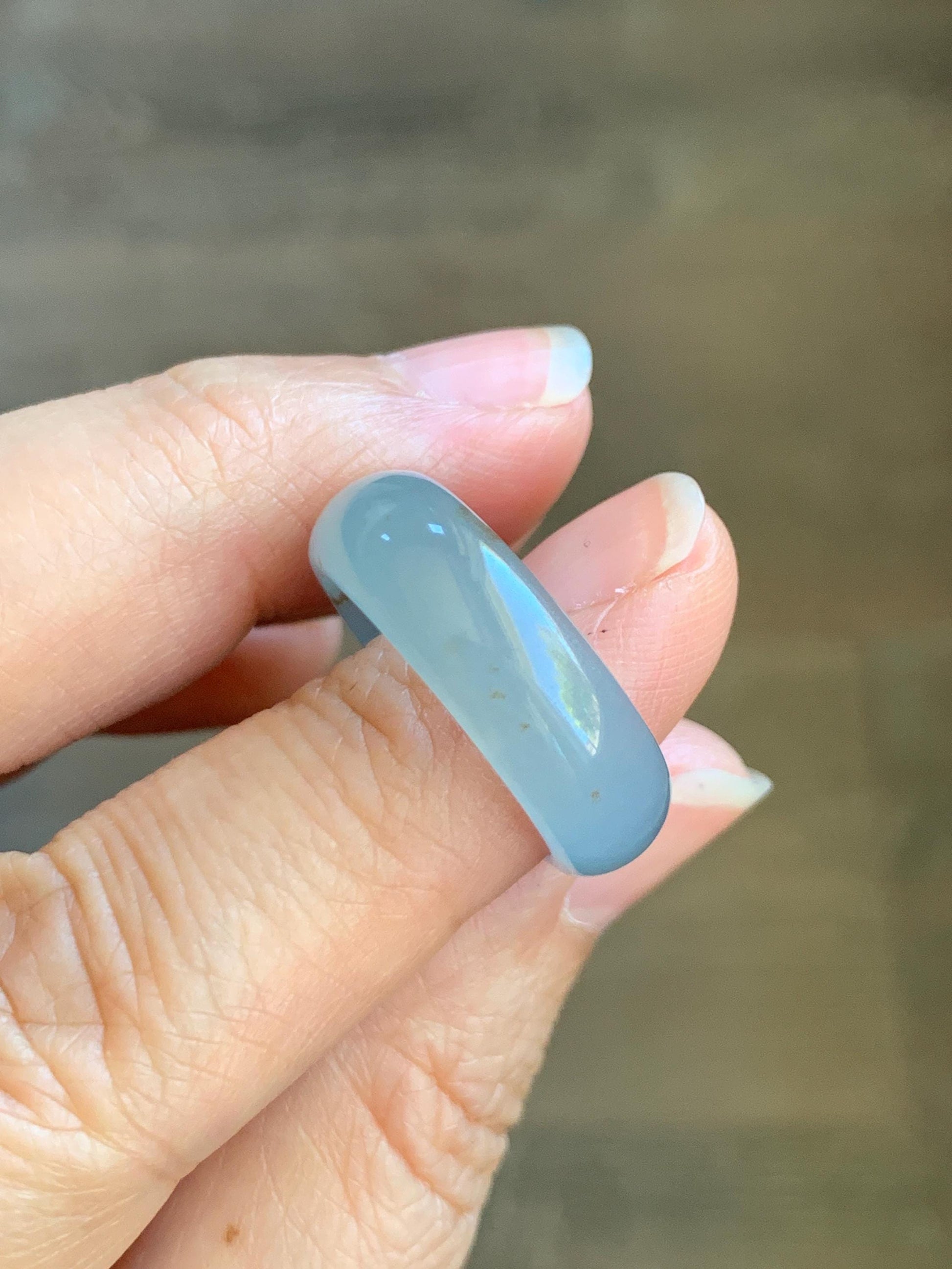 Certified Natural Grade A Guatemalan Icy Translucent Gelatinous Dusty Blur Jade Jadeite Band Ring Size 8 US 4.24g 天然冰胶危淡蓝撒金翡翠戒圈 8746