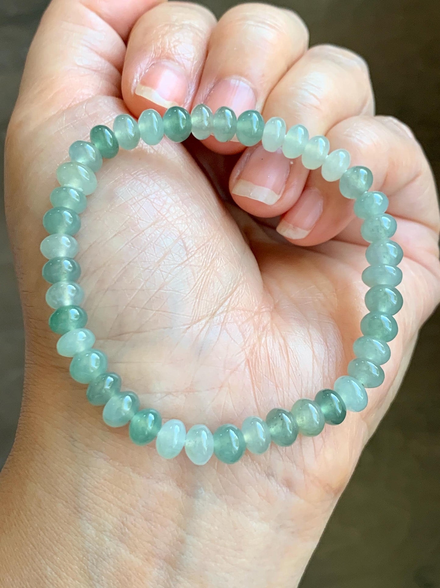 Natural Grade A Icy Highly Translucent Gelatinous Multicolored Jade Jadeite Drum Beads Beaded Bracelet 6.75" 12g 天然冰多宝翡翠鼓珠手串 DBG120