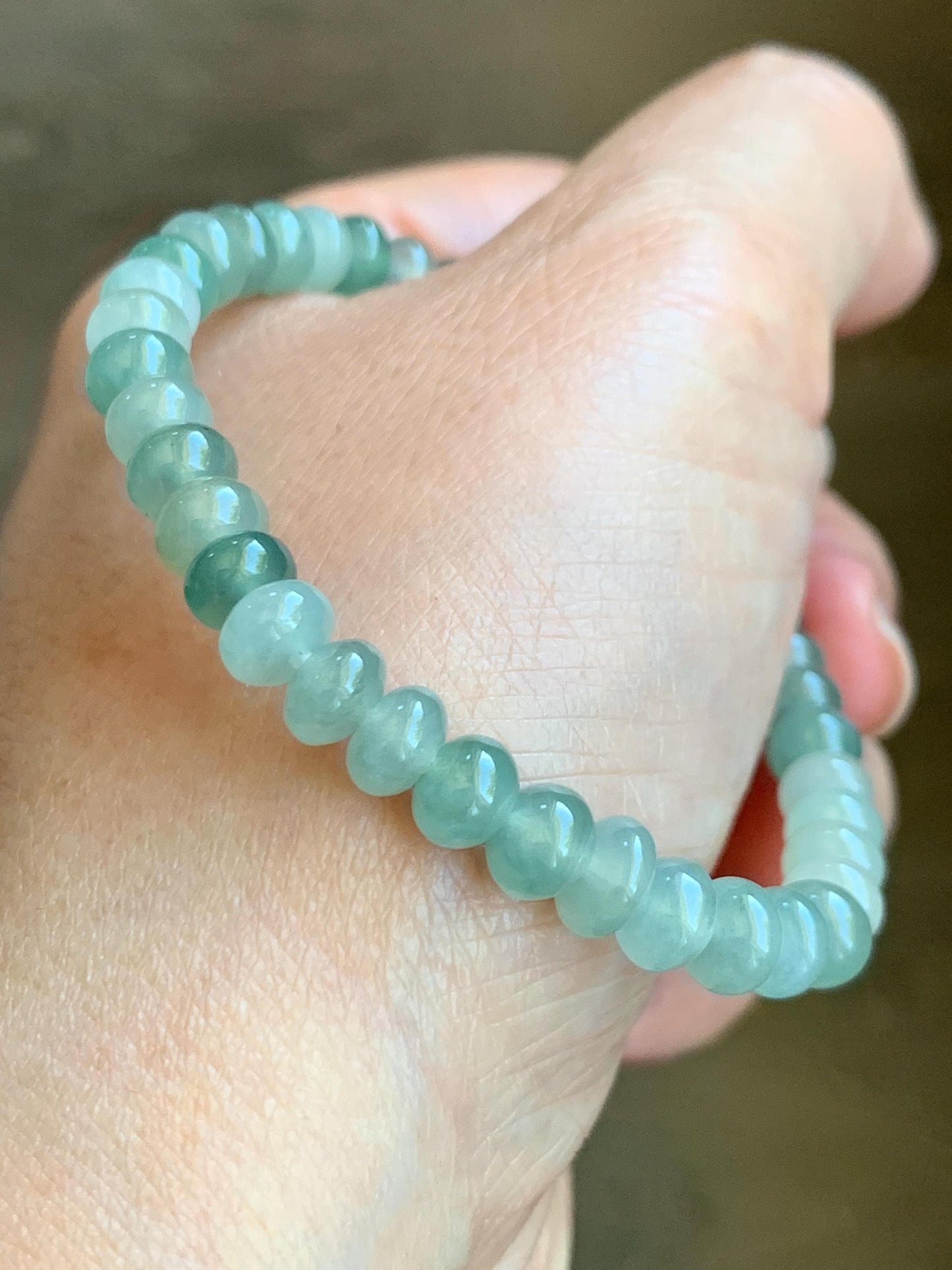 Natural Grade A Icy Highly Translucent Gelatinous Multicolored Jade Jadeite Drum Beads Beaded Bracelet 6.75" 12g 天然冰多宝翡翠鼓珠手串 DBG120