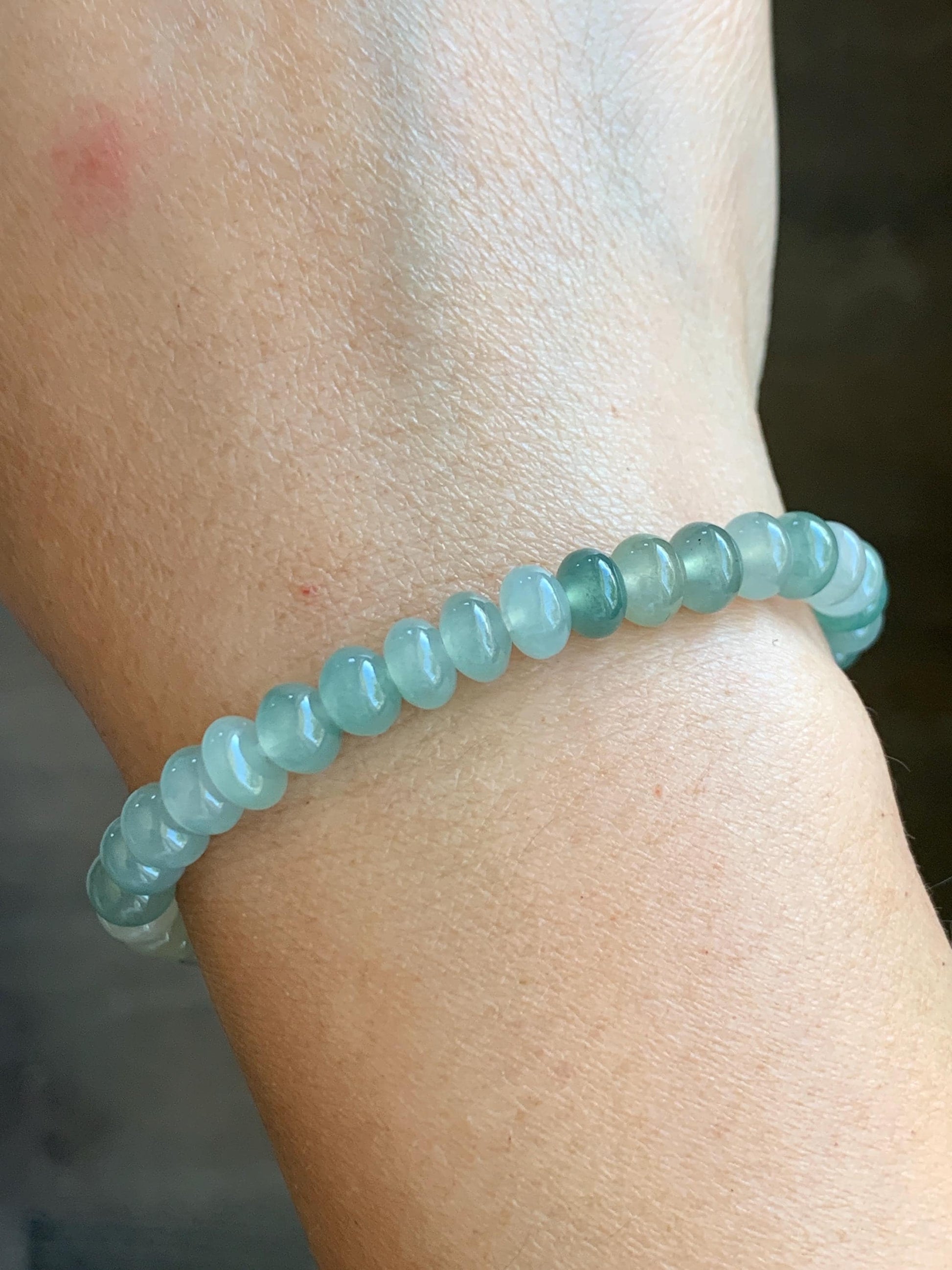 Natural Grade A Icy Highly Translucent Gelatinous Multicolored Jade Jadeite Drum Beads Beaded Bracelet 6.75" 12g 天然冰多宝翡翠鼓珠手串 DBG120