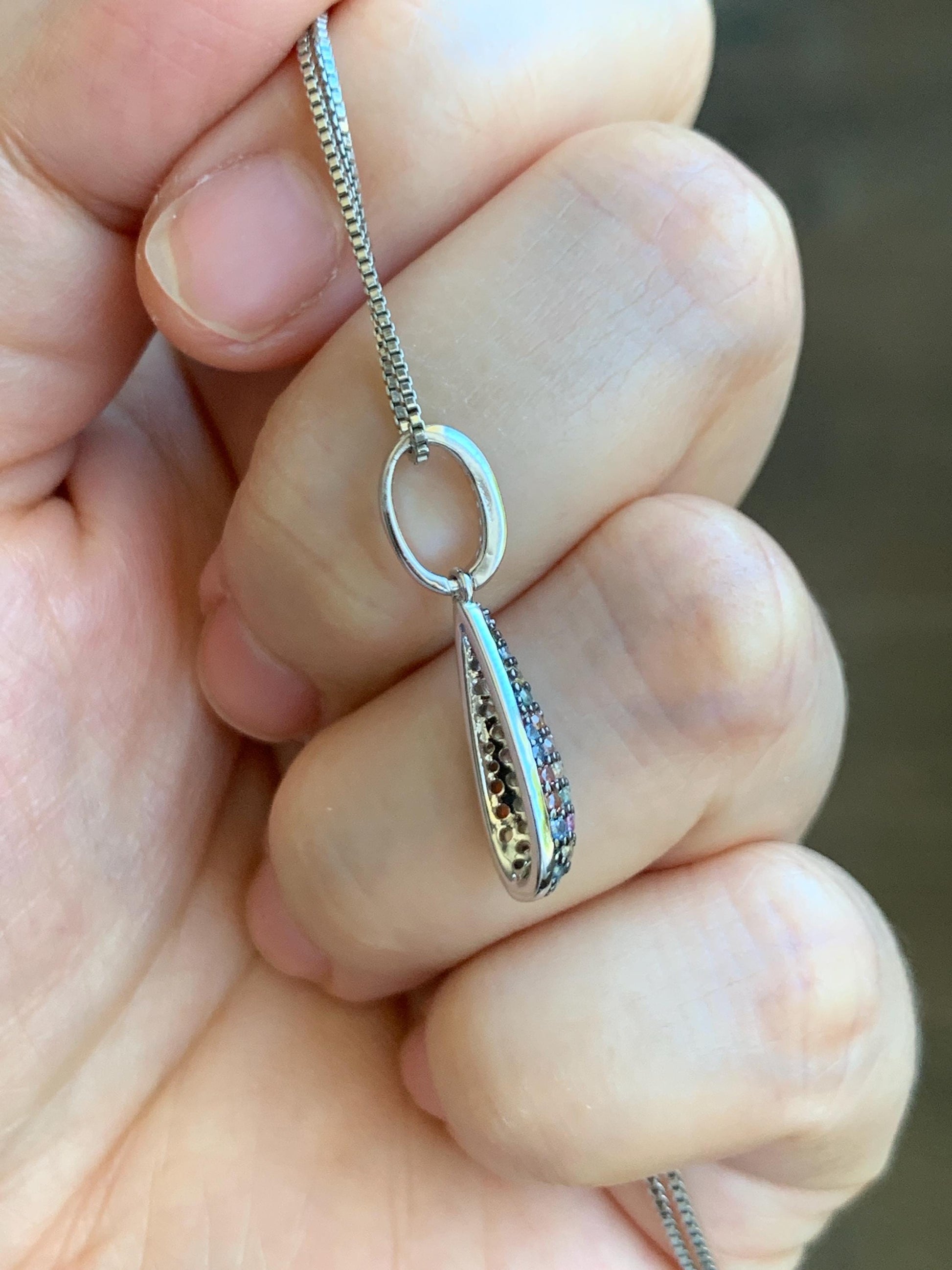 Natural Genuine Unheated Sapphire Multicolored Rainbow Sapphire Cluster Teardrop Pendant Sterling Silver Untreated Sapphire Pendant 858-P