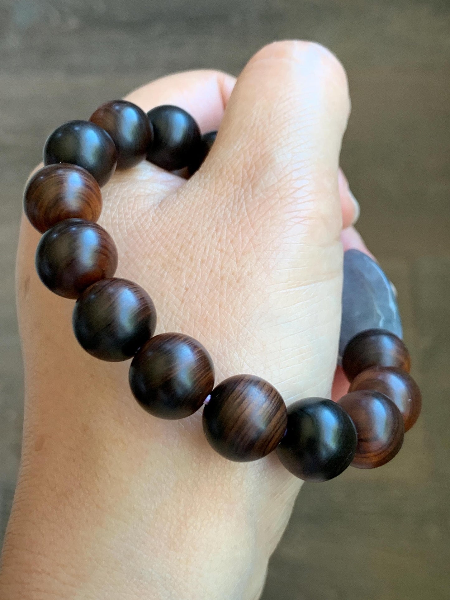 Natural Grade A Icy Translucent Wuji Jade Jadeite Carved Turtle Shell Wood Beads Beaded Bracelet 7.25” 23g 天然冰胶乌鸡紫底翡翠龟壳富甲天下木珠手串 FJZ-A