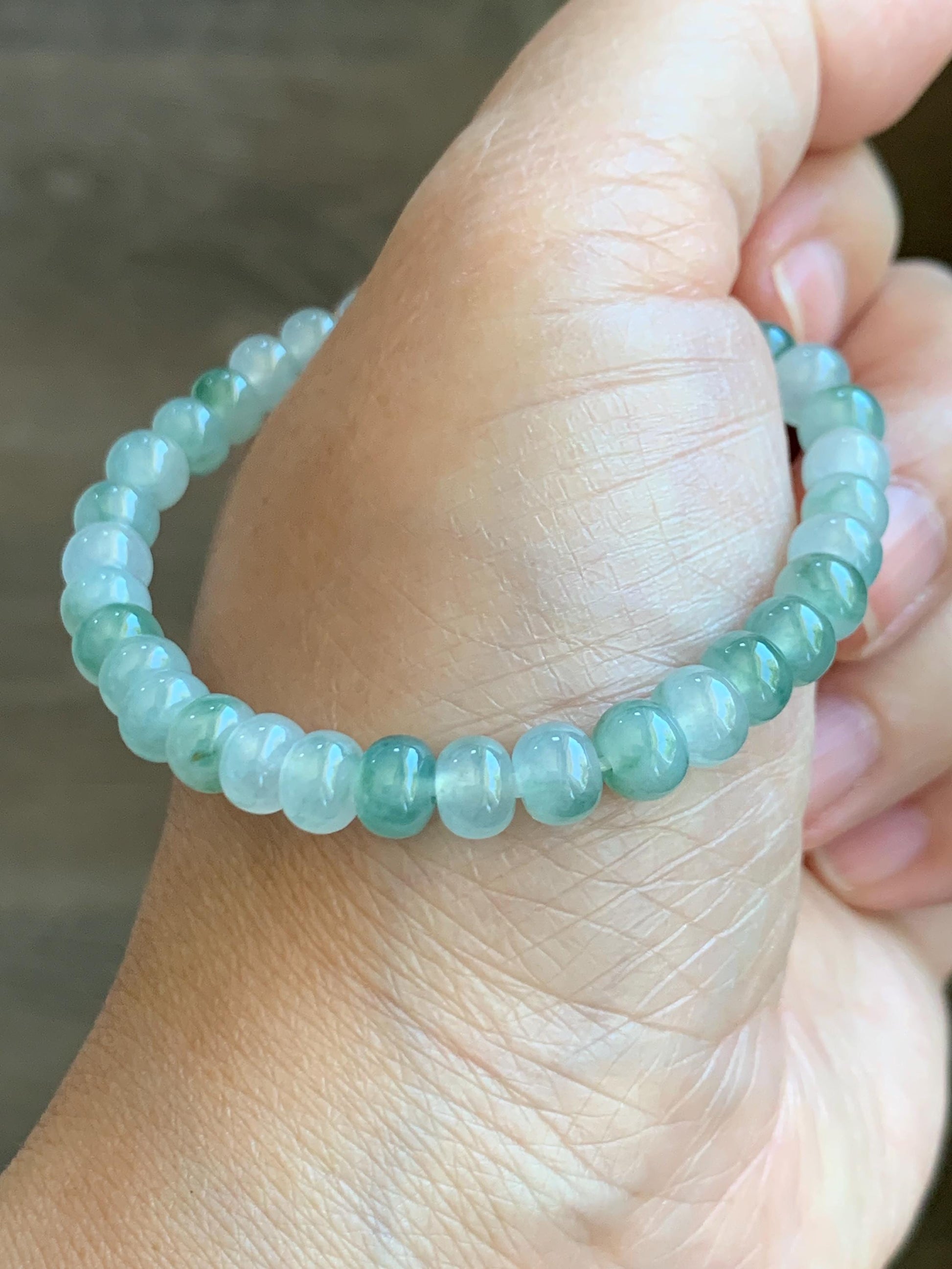 Natural Grade A Icy Highly Translucent Gelatinous Multicolored Jade Jadeite Drum Beads Beaded Bracelet 6" 11g 天然冰多宝翡翠鼓珠手串 DBG450A