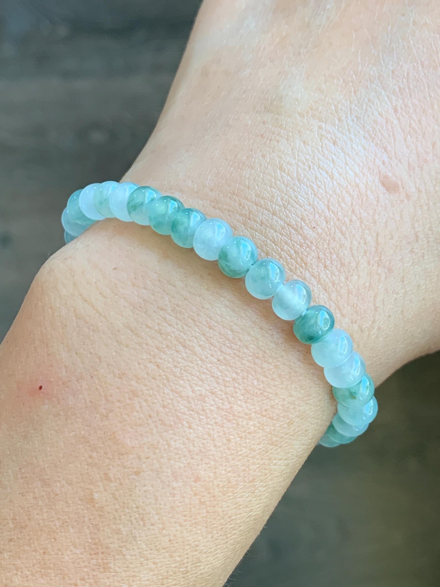 Natural Grade A Icy Highly Translucent Gelatinous Multicolored Jade Jadeite Drum Beads Beaded Bracelet 6" 11g 天然冰多宝翡翠鼓珠手串 DBG450A