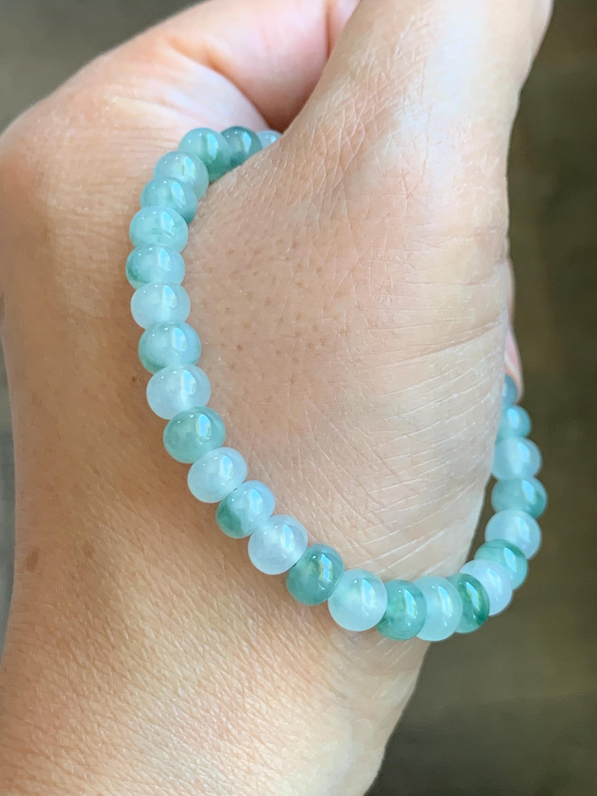 Natural Grade A Icy Highly Translucent Gelatinous Multicolored Jade Jadeite Drum Beads Beaded Bracelet 6" 11g 天然冰多宝翡翠鼓珠手串 DBG450B