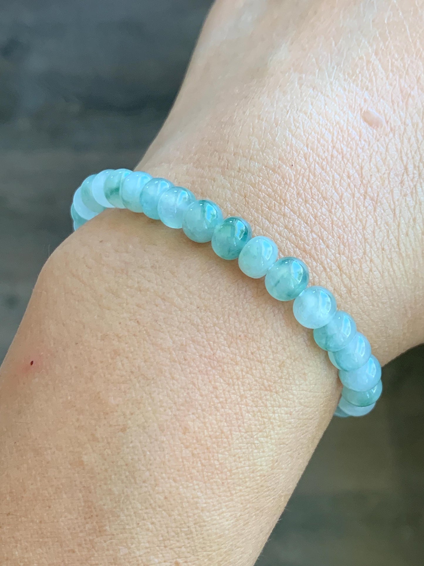 Natural Grade A Icy Highly Translucent Gelatinous Multicolored Jade Jadeite Drum Beads Beaded Bracelet 6" 11g 天然冰多宝翡翠鼓珠手串 DBG450B