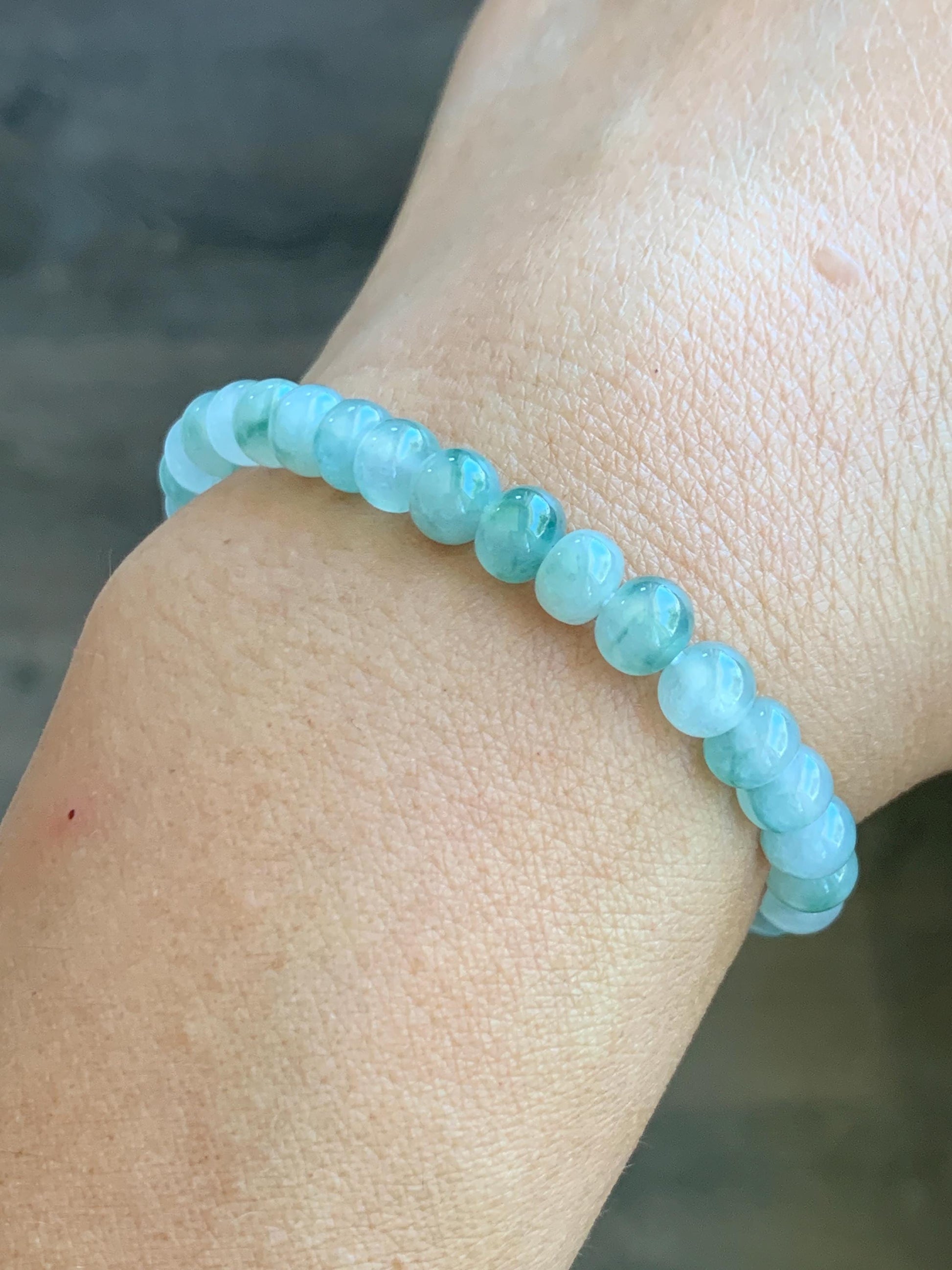 Natural Grade A Icy Highly Translucent Gelatinous Multicolored Jade Jadeite Drum Beads Beaded Bracelet 6" 11g 天然冰多宝翡翠鼓珠手串 DBG450B
