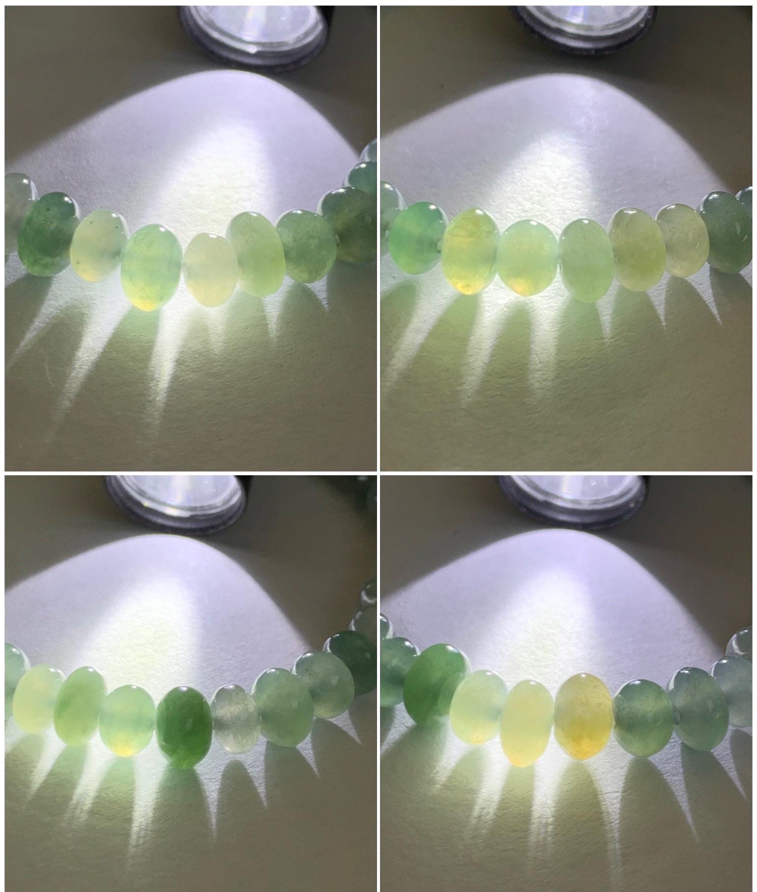 Natural Grade A Icy Translucent Gelatinous Light Green Jade Jadeite Drum Beads Beaded Bracelet 6.25" 14g 天然冰多宝翡翠鼓珠手串 LDB132