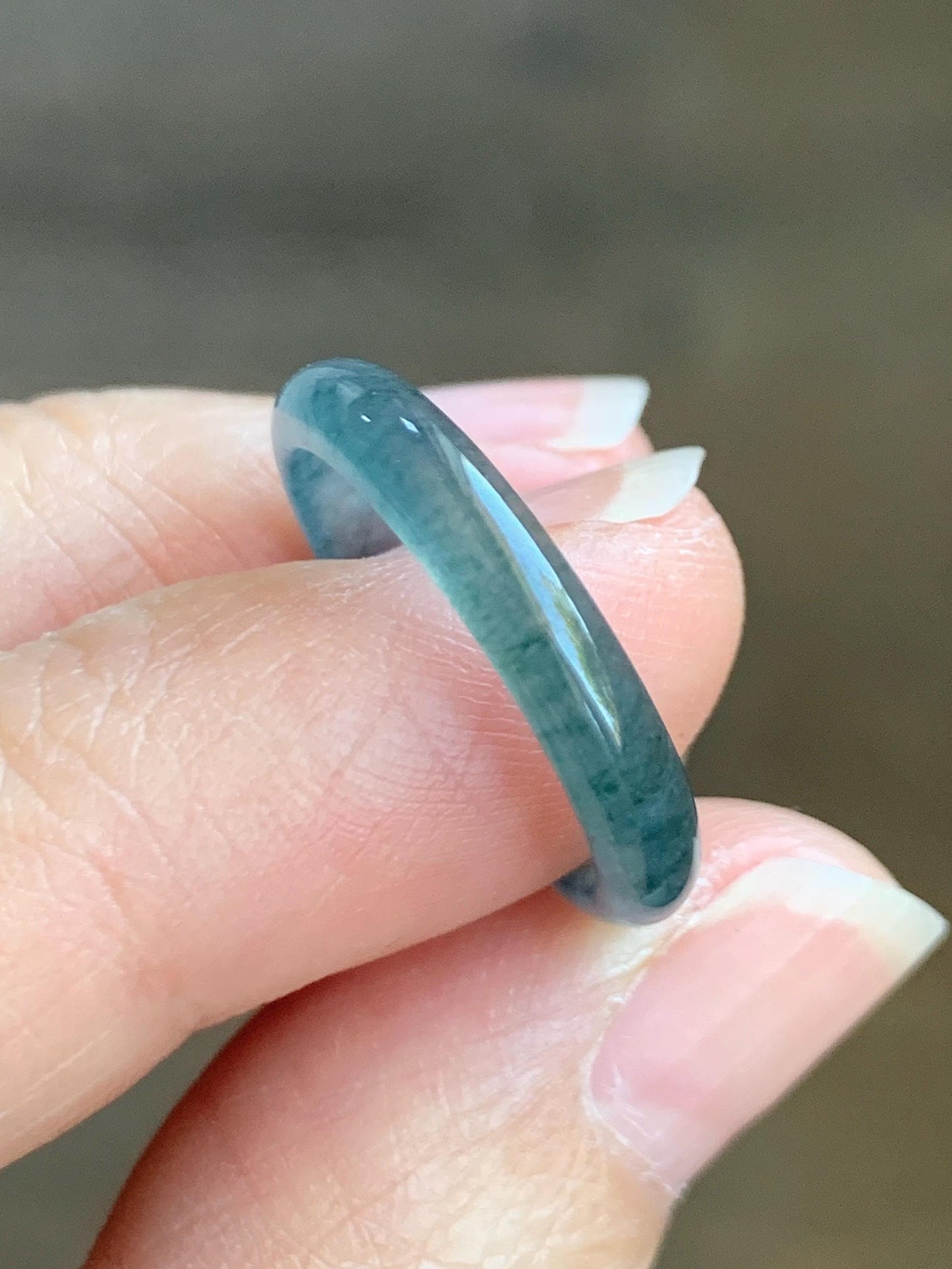 Natural Grade A Guatemalan Icy Highly Translucent Aegean Blue Jade Jadeite Band Ring Size 6.5 US 天然冰危牛仔蓝起光翡翠戒圈 NZL55