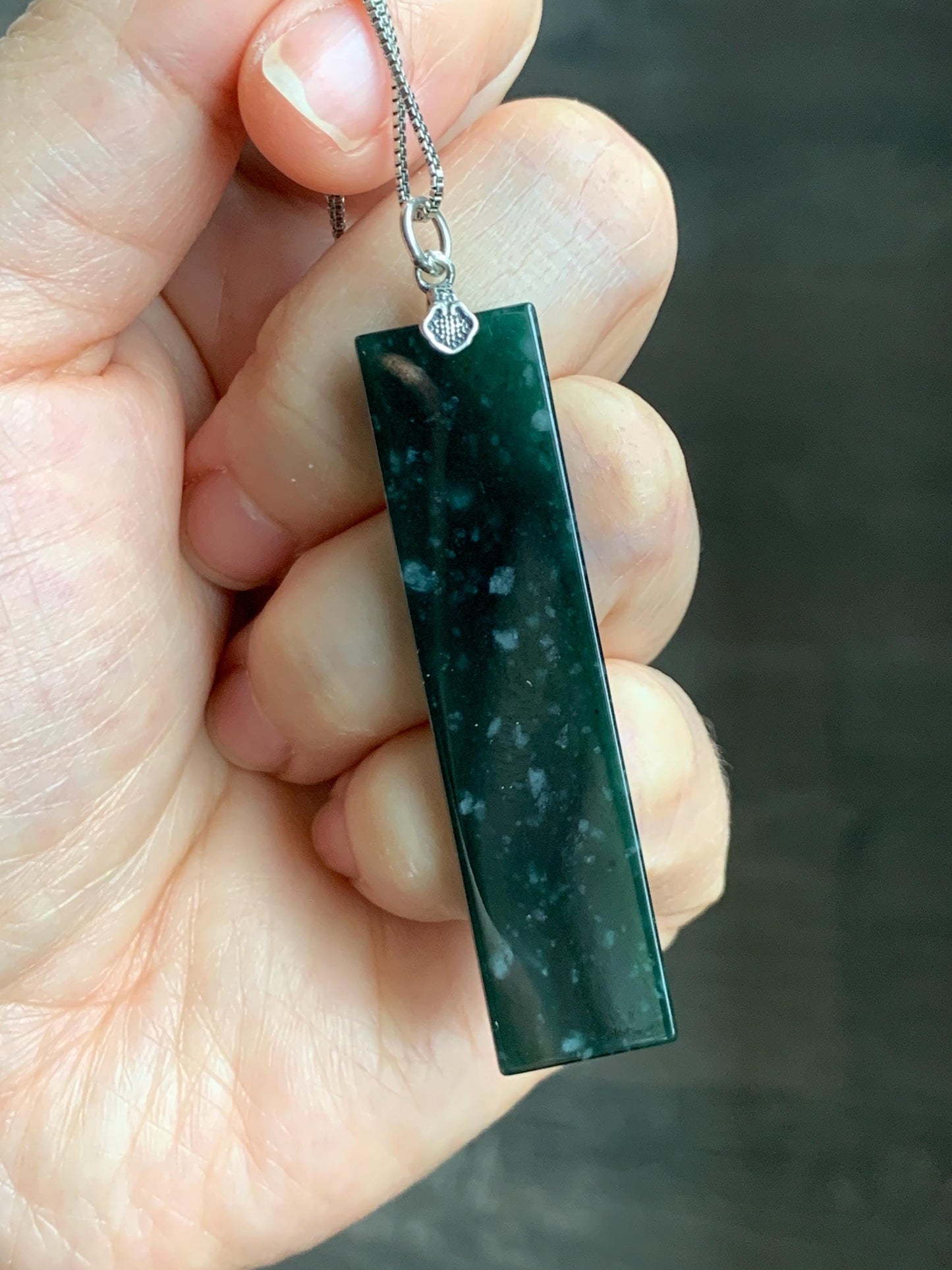 Natural Grade A Guatemalan Icy Translucent Dark Teal Green Jade Jadeite Engraved Fight For Pendant Sterling Silver 6g 天然冰危深蓝绿翡翠牌吊坠 WPP125