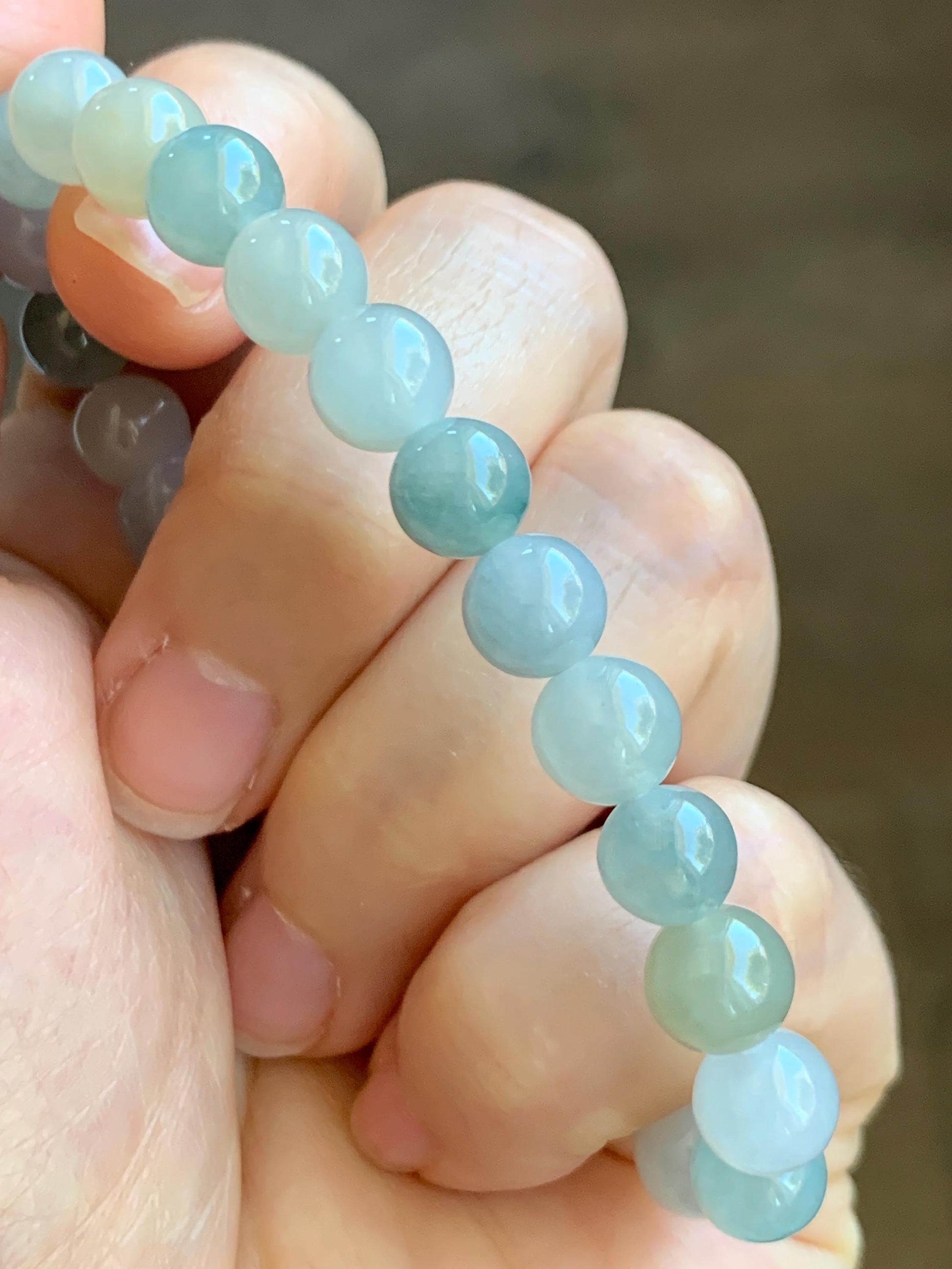 Natural Grade A Icy Translucent Pastel Blue Jade Jadeite Carved Nine-Tailed Fox Multicolored Beaded Bracelet 7” 25g 天然冰胶淡蓝翡翠九尾狐珠多宝手串 MDBH395