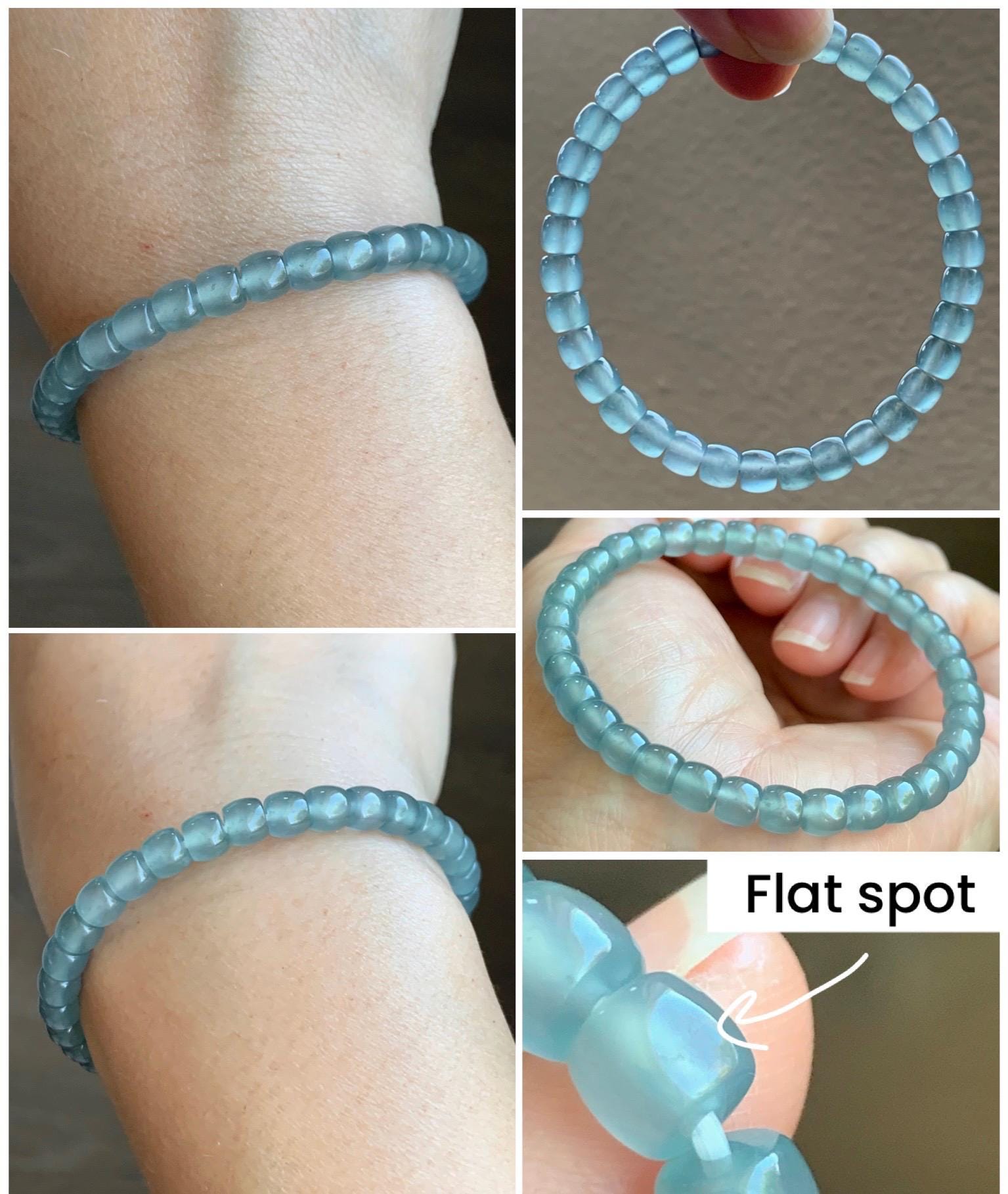 Natural Grade A Guatemalan Icy Highly Translucent Gelatinous Light Blue Jade Jadeite Barrel Beads Beaded Bracelet 7” 天然冰胶危浅蓝翡翠桶珠手串 BWT330C