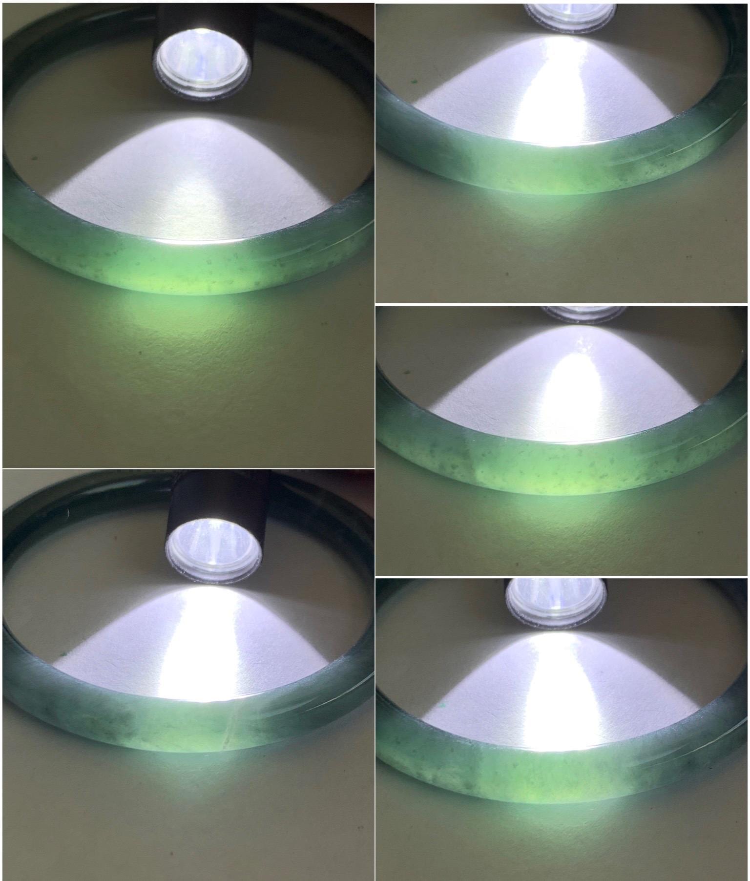 Certified Natural Grade A Guatemalan Icy Translucent Dark Dusty Teal Blue Jade Jadeite Slim Bangle 54.85mm 6.78” 天然冰胶危深蓝翡翠细圆条手镯 8761