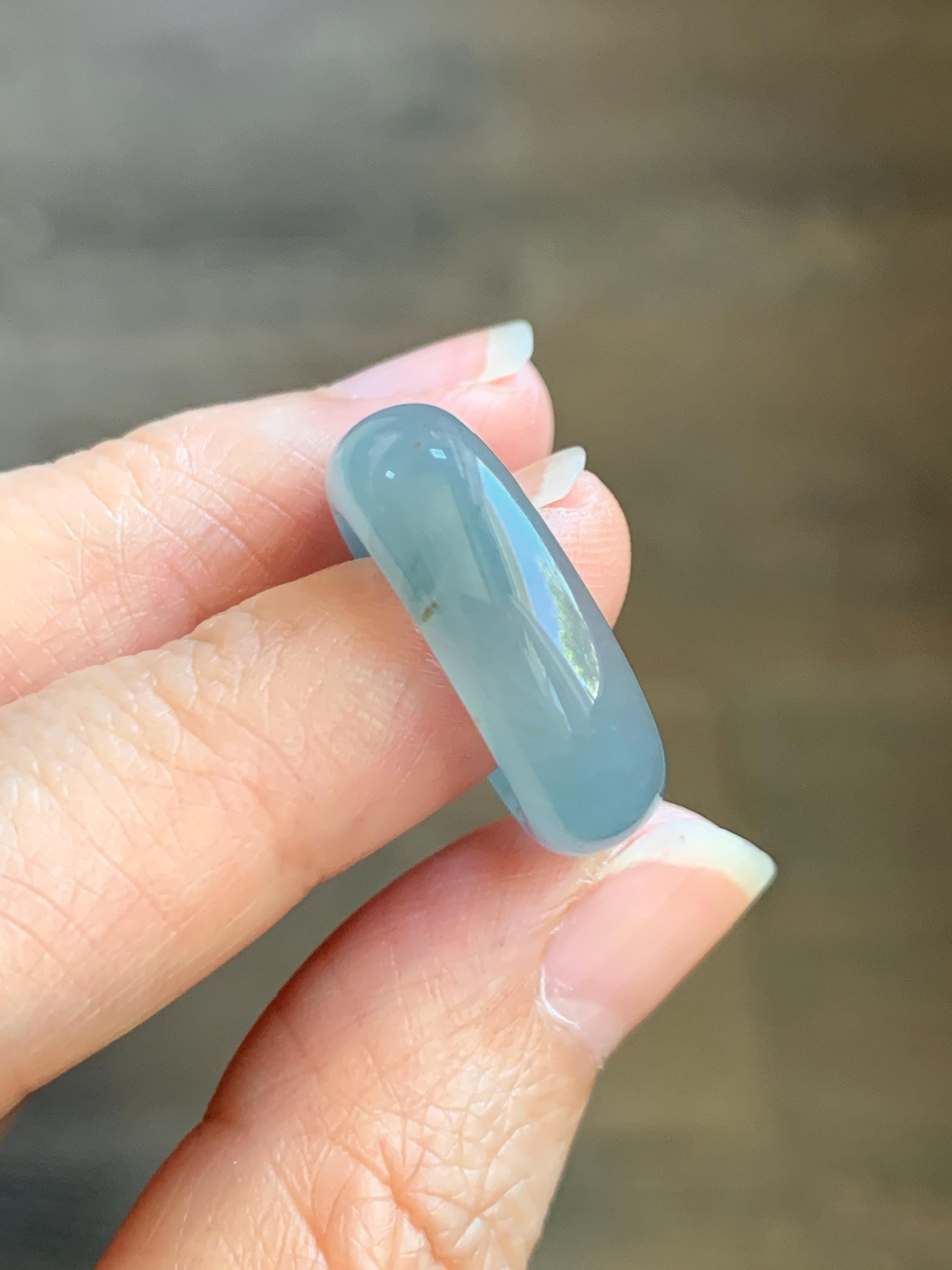 Certified Natural Grade A Guatemalan Icy Translucent Gelatinous Dusty Blur Jade Jadeite Band Ring Size 6.75 US 4.7g 天然冰胶危淡蓝撒金翡翠戒圈 8745