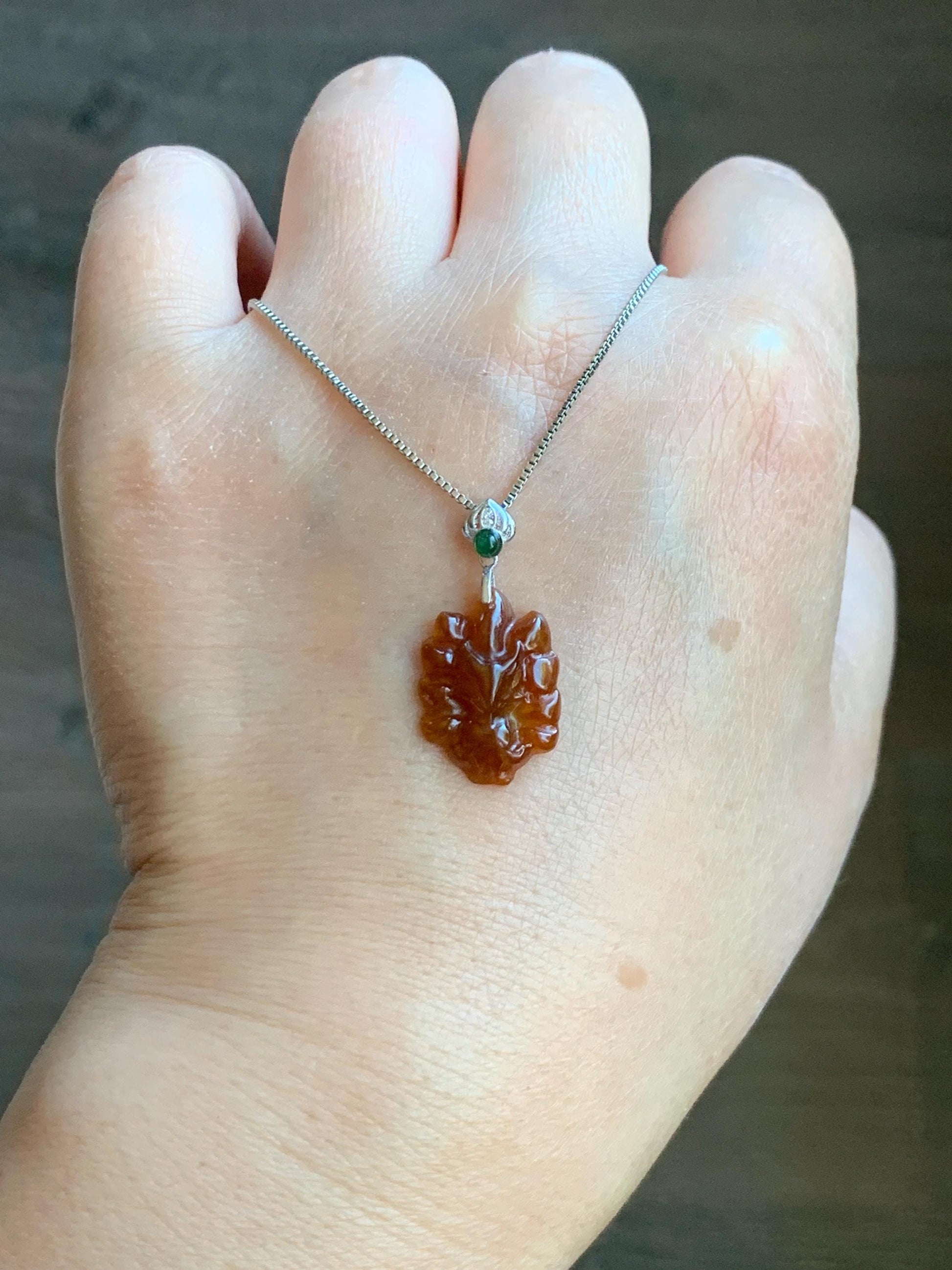 Grade A Natural Icy Translucent Rich Red Jade Jadeite Nine-tailed Fox Petite Pendant Sterling Silver 天然冰红翡翠迷你九尾狐镶嵌吊坠 HFJ77