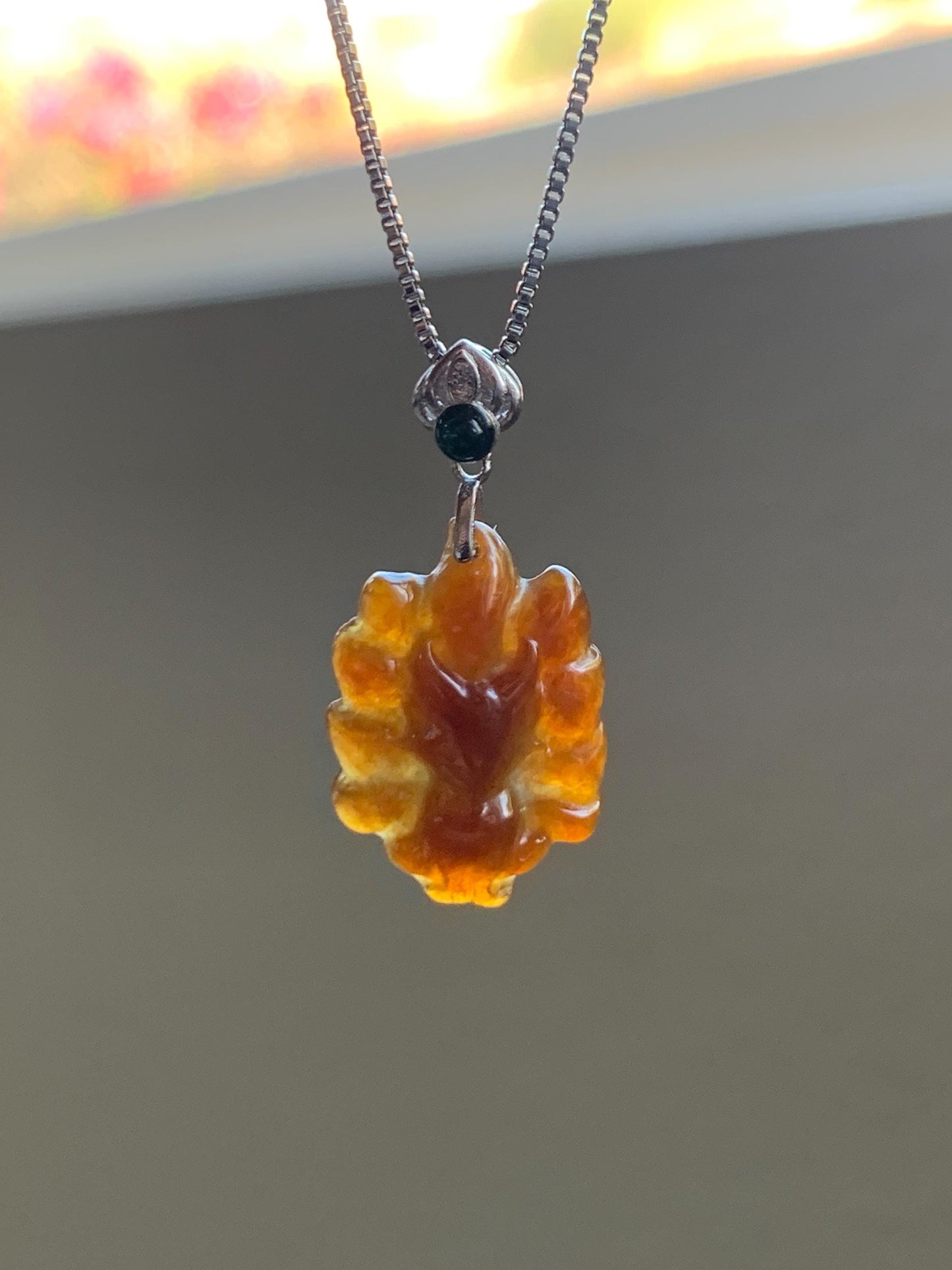 Grade A Natural Icy Translucent Rich Red Jade Jadeite Nine-tailed Fox Petite Pendant Sterling Silver 天然冰红翡翠迷你九尾狐镶嵌吊坠 HFJ77