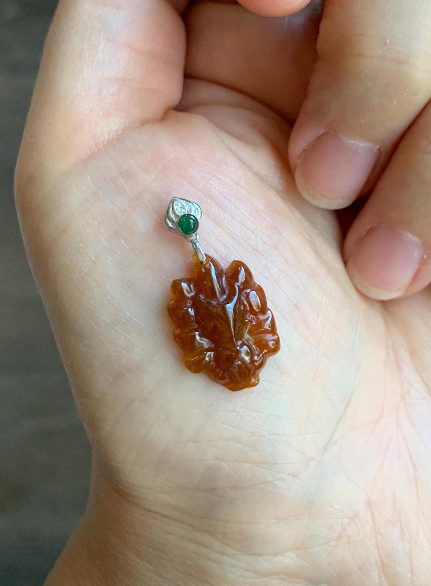 Grade A Natural Icy Translucent Rich Red Jade Jadeite Nine-tailed Fox Petite Pendant Sterling Silver 天然冰红翡翠迷你九尾狐镶嵌吊坠 HFJ77