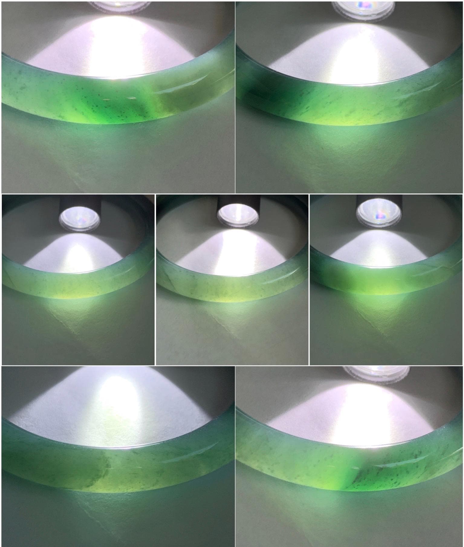 Certified Natural Grade A Guatemalan Icy Translucent Dark Teal Blue Marbled Jade Jadeite Bangle 52.68mm 6.5” 31g 天然冰危蓝飘花翡翠圆条手镯 8781