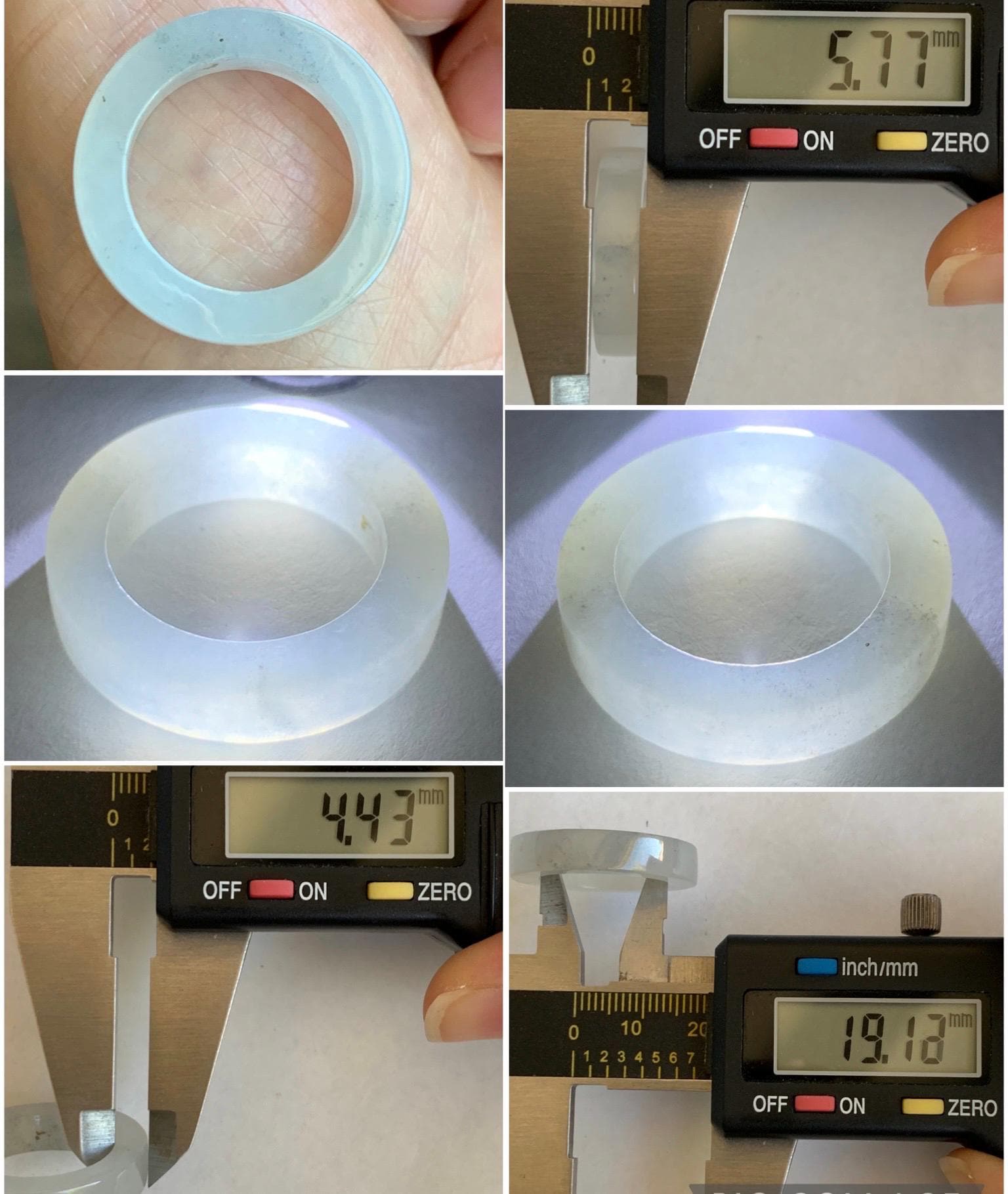 Natural Grade A Icy Translucent Gelatinous Light Wuji Marbled Jade Jadeite Square Edged Band Ring Size 9 US 6g 天然冰胶淡乌鸡翡翠方条戒圈 MWJ-B