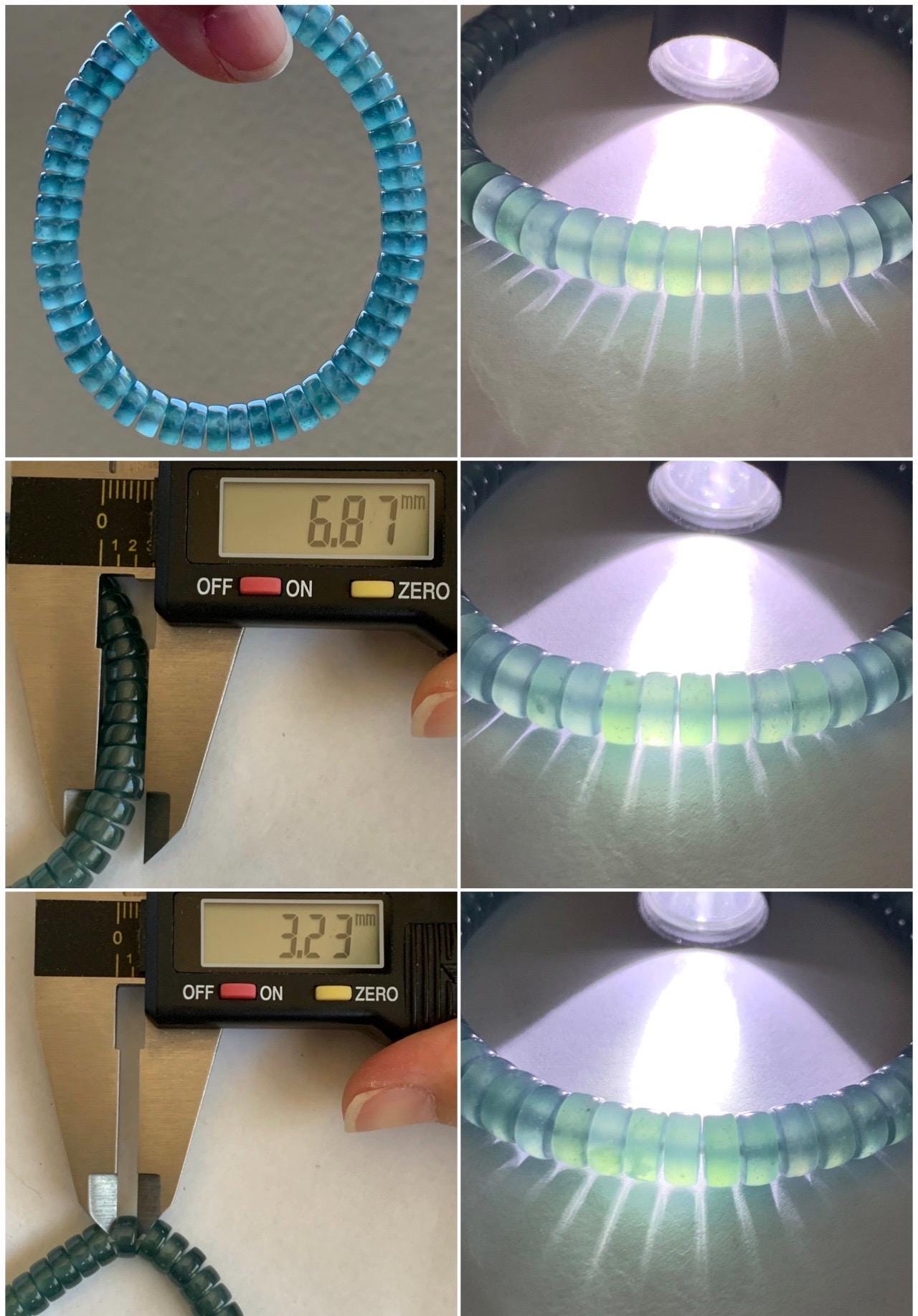 Natural Guatemalan Icy Highly Translucent Gelatinous Dark Teal Blue Jade Jadeite Flat Barrel Beads Beaded Bracelet 7” 19g 天然冰危篮翡翠桶珠手串 BWP330