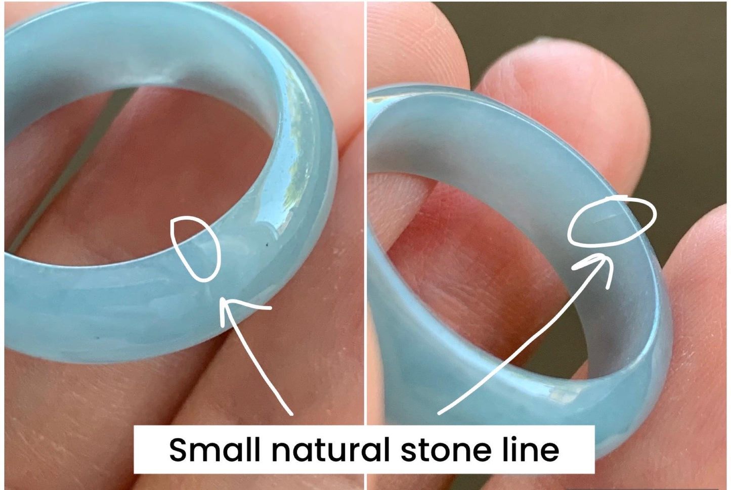 Natural Grade A Guatemalan Icy Translucent Light Dusty Blue Jade Jadeite Wide Band Ring Size 10.25 US 5g 天然冰危蓝翡翠戒圈 HLK55