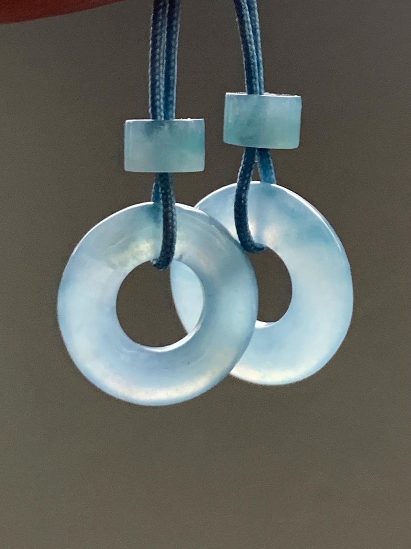 Natural Grade A Guatemalan Icy Translucent Light Blue Jade Jadeite Ping An Kou Donuts A Set Of Two Loose Stones DIY 天然冰危浅蓝翡翠小平安扣 QWL65