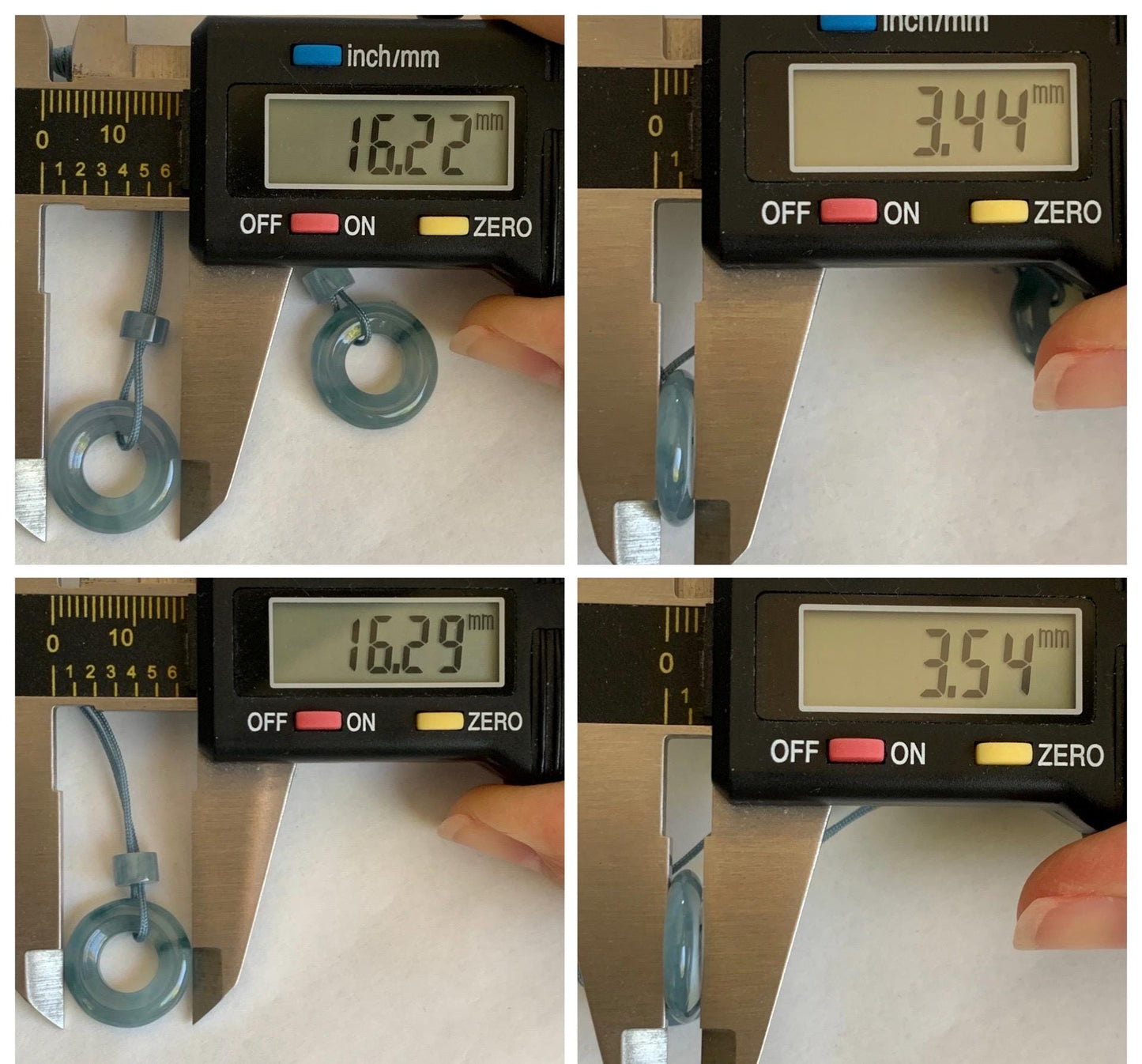 Natural Grade A Guatemalan Icy Translucent Light Blue Jade Jadeite Ping An Kou Donuts A Set Of Two Loose Stones DIY 天然冰危浅蓝翡翠小平安扣 QWL70