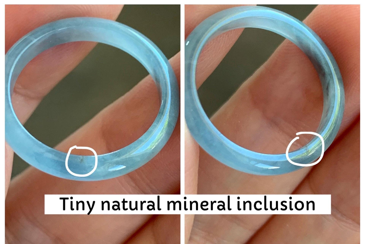 Natural Grade A Guatemalan Icy Highly Translucent Light Dusty Blue Jade Jadeite Band Ring Size 7.75 US 天然冰危浅蓝紫翡翠戒圈 NZL55
