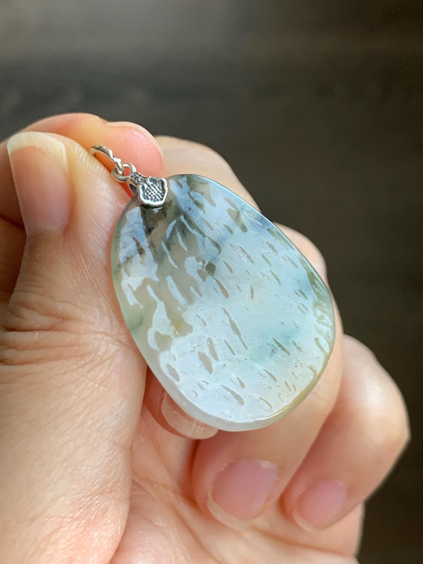 Natural Grade A Icy Highly Translucent Gelatinous Multicolored Jade Jadeite Nugget Pendant Sterling Silver 9g 天然冰三彩翡翠原石吊坠 MYS188B
