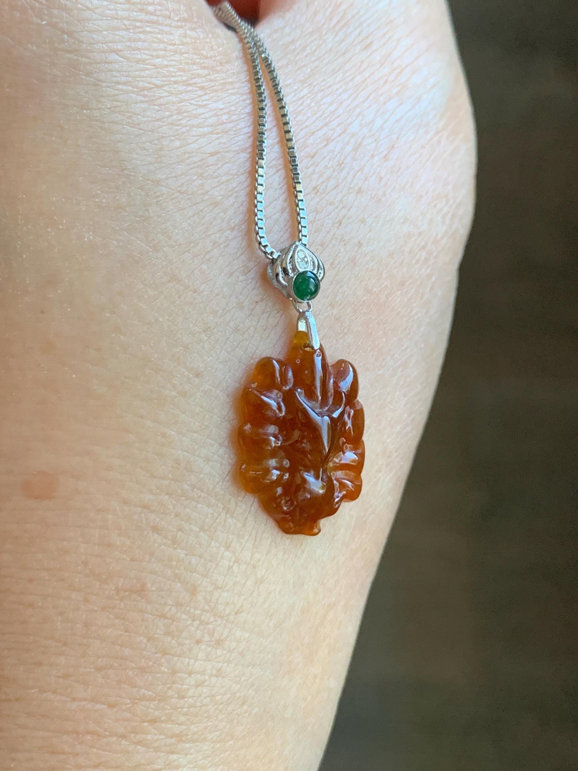 Grade A Natural Icy Translucent Rich Red Jade Jadeite Nine-tailed Fox Petite Pendant Sterling Silver 天然冰红翡翠迷你九尾狐镶嵌吊坠 HFJ77