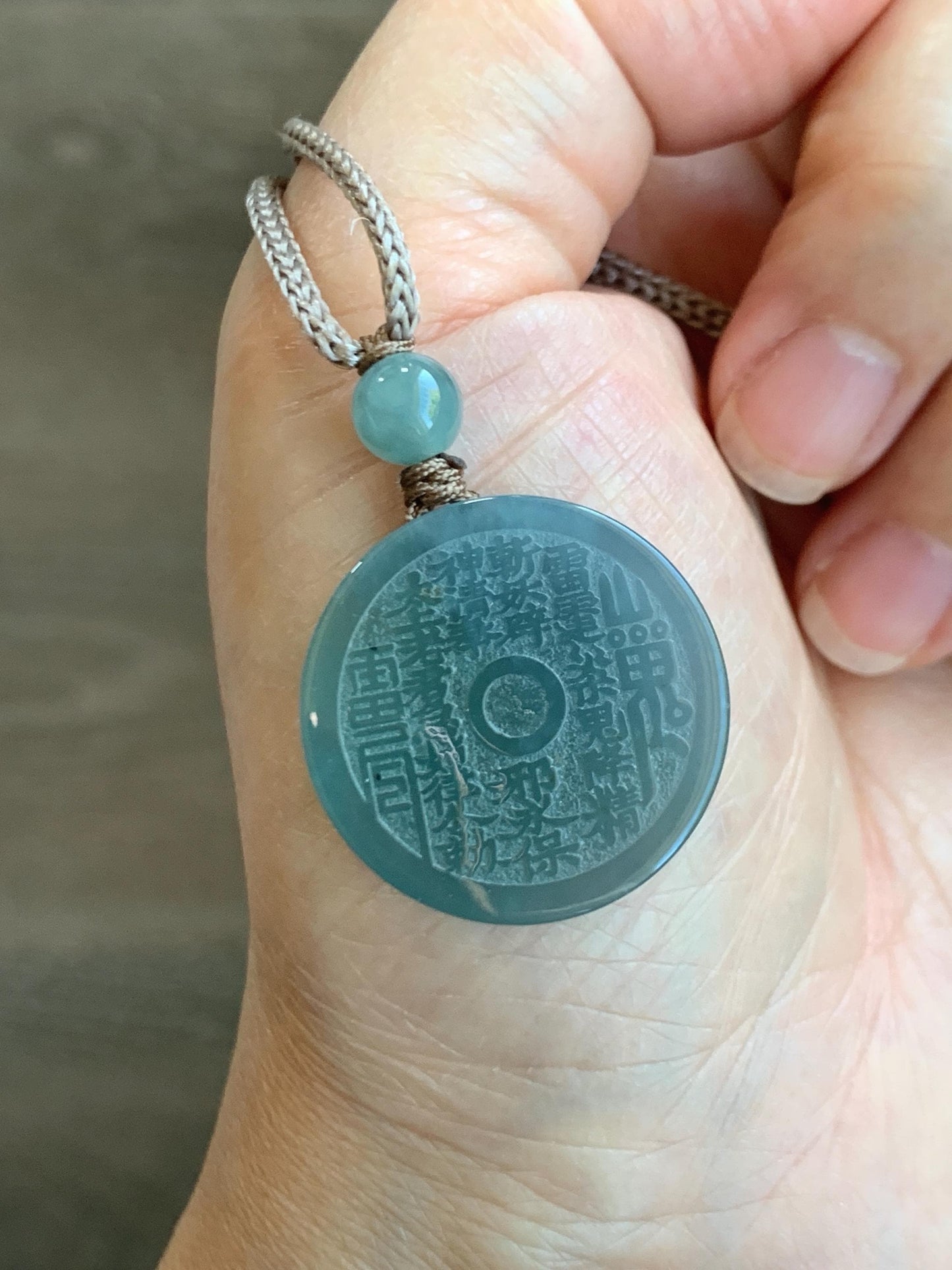 Natural Grade A Guatemalan Icy Translucent Blue Jade Jadeite Mountain Ghost The Elder Lord Coin Pendant Rope Necklace 天然冰危蓝莓紫翡翠山鬼老君钱币吊坠