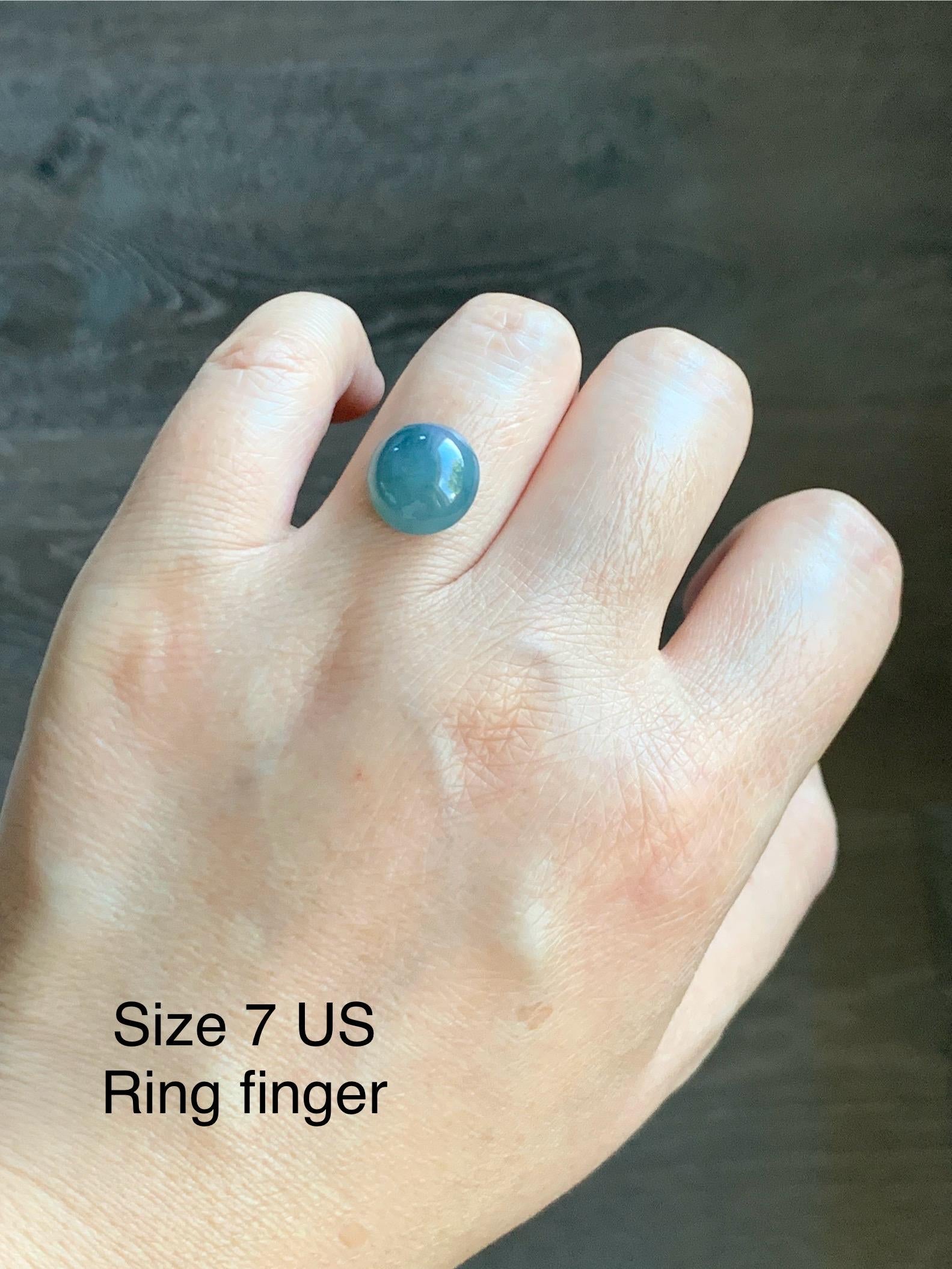 Natural Grade A Guatemalan Icy Translucent Dark Teal Blue Purple Marbled Jade Jadeite Cabochon Loose Stone 12.3x12.5x6.5mm 天然冰危蓝飘紫翡翠蛋面 WLZ66