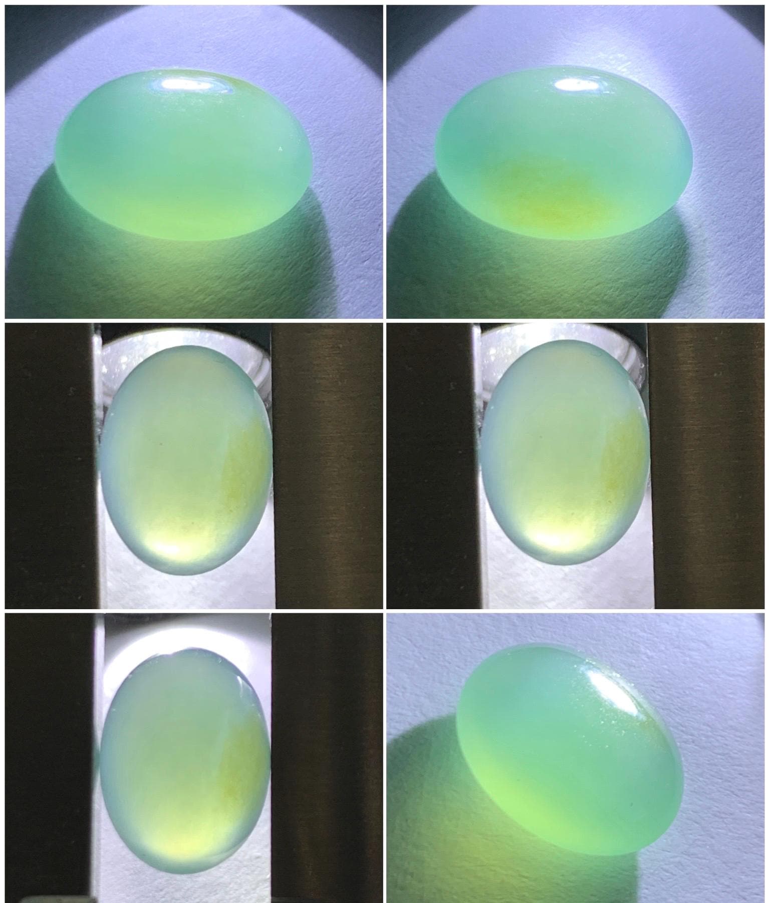 Natural Grade A Guatemalan Icy Translucent Gelatinous Teal Green Jade Jadeite Large Oval Cabochon Loose Gem 10x13.8x6mm 天然老种冰危晴蓝翡翠大蛋面 WQL66