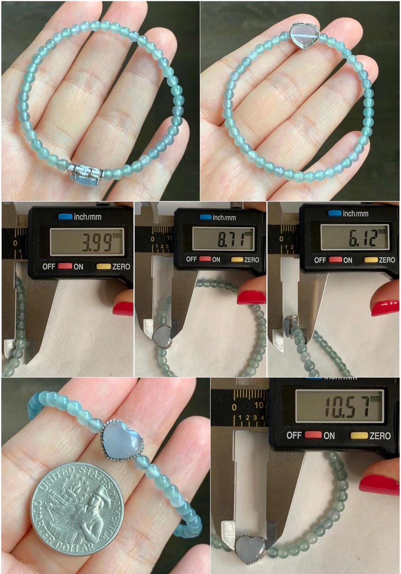 Natural Grade A Guatemalan Icy Highly Translucent Teal Blue Jade Jadeite Beaded Bracelet Sterling Silver 6.75” 5g 天然冰危起光浅蓝翡翠珠潘多拉手串 WQDB246