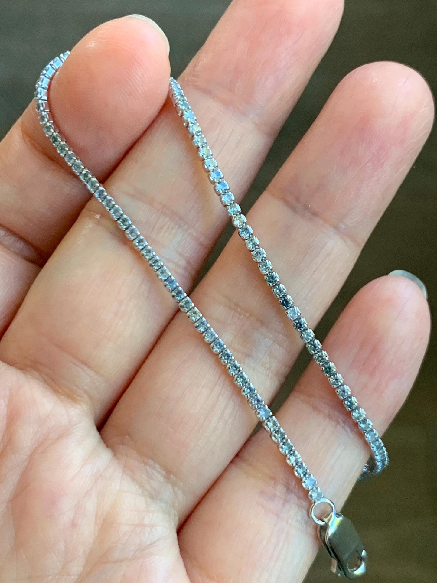 Natural Genuine Untreated Light Pink or Blue Sapphire Petite Dainty Tennis Bracelet Sterling Silver Adjustable 6.75”-8.75” 1.7mm 3g