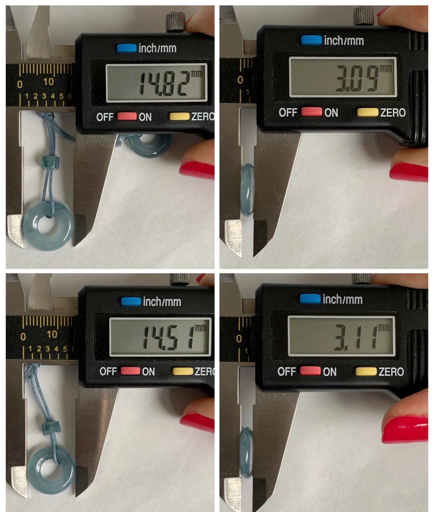 Natural Grade A Guatemalan Icy Translucent Light Blue Jade Jadeite Ping An Kou Donuts A Set Of Two Loose Stones DIY 天然冰危浅蓝翡翠小平安扣 QWL65