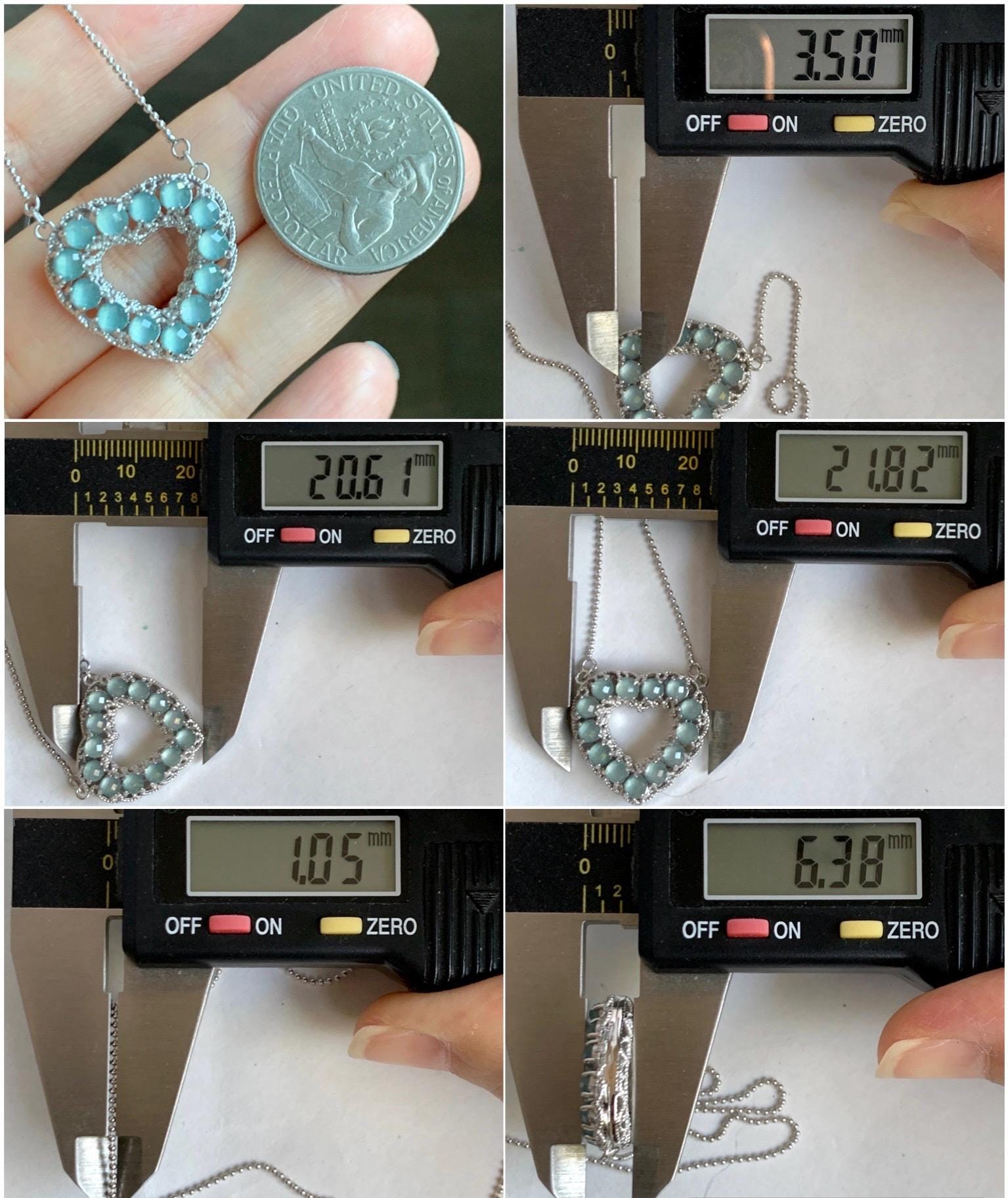 Natural Guatemalan Icy Highly Translucent Pastel Blue Jade Jadeite Heart Pendant Necklace Sterling Silver 16.25”-18.5” 天然高冰危淡蓝翡翠爱心锁骨链 WLQ165