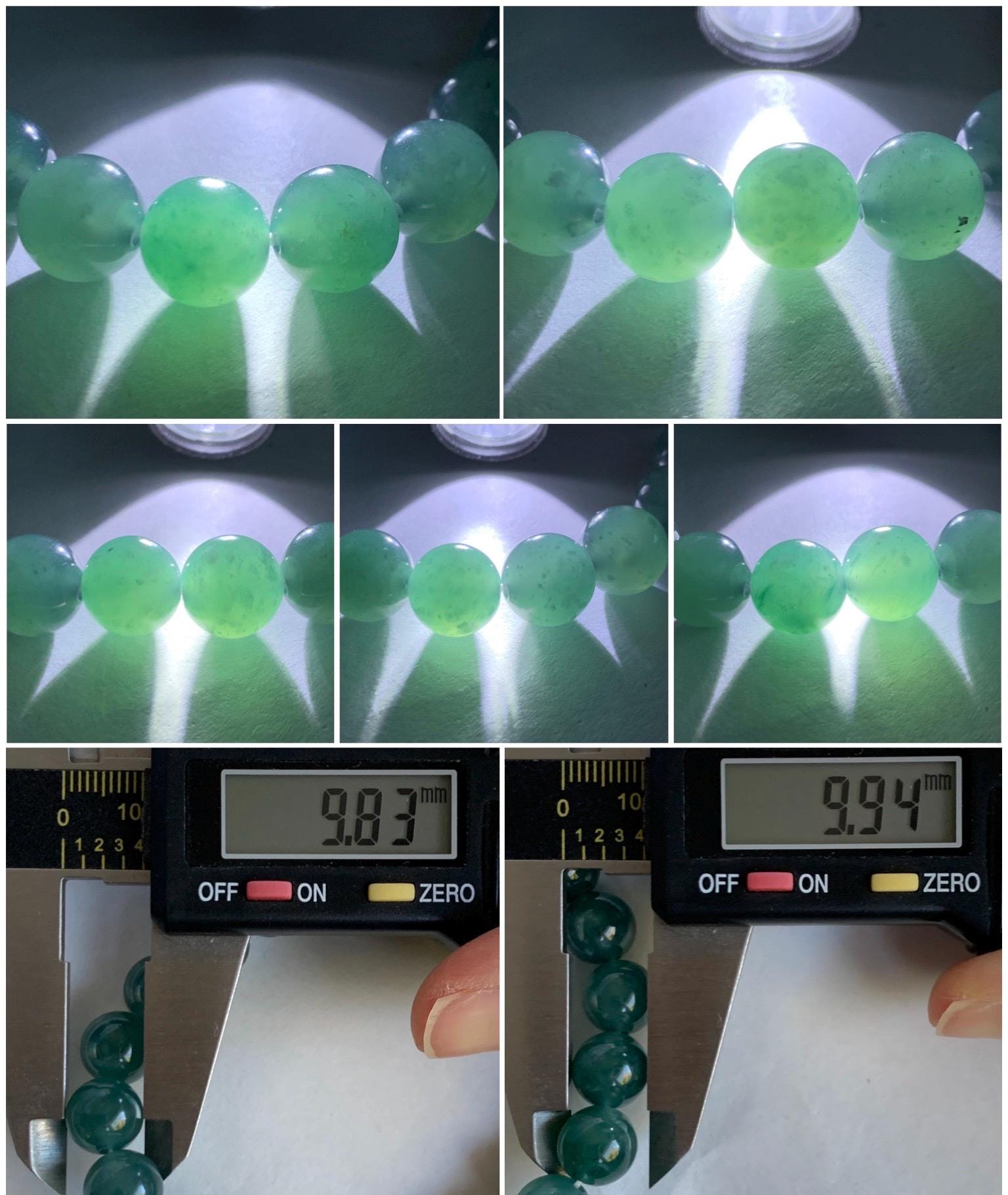 Natural Guatemalan Grade A Icy Translucent Dark Teal Blue Jade Jadeite Beaded Bracelet Stretchy 9.8mm 7.25” 33g 天然冰危深蓝绿翡翠圆珠手串 WLP180A
