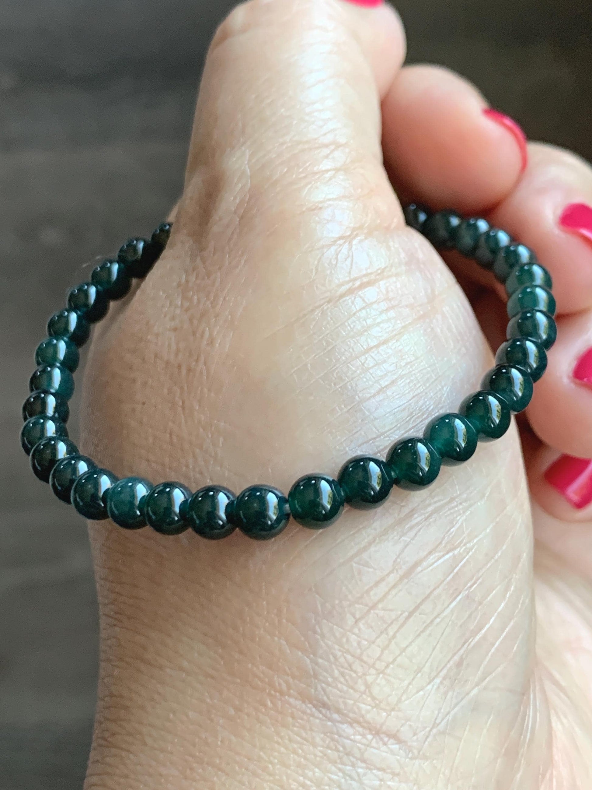 Natural Grade A Guatemalan Icy Translucent Dark Teal Jadeite Petite Beads Yellow Barrel Bead Beaded Bracelet 7” 8g 天然冰危深篮翡翠小圆珠冰黄桶珠手串 SWLT143
